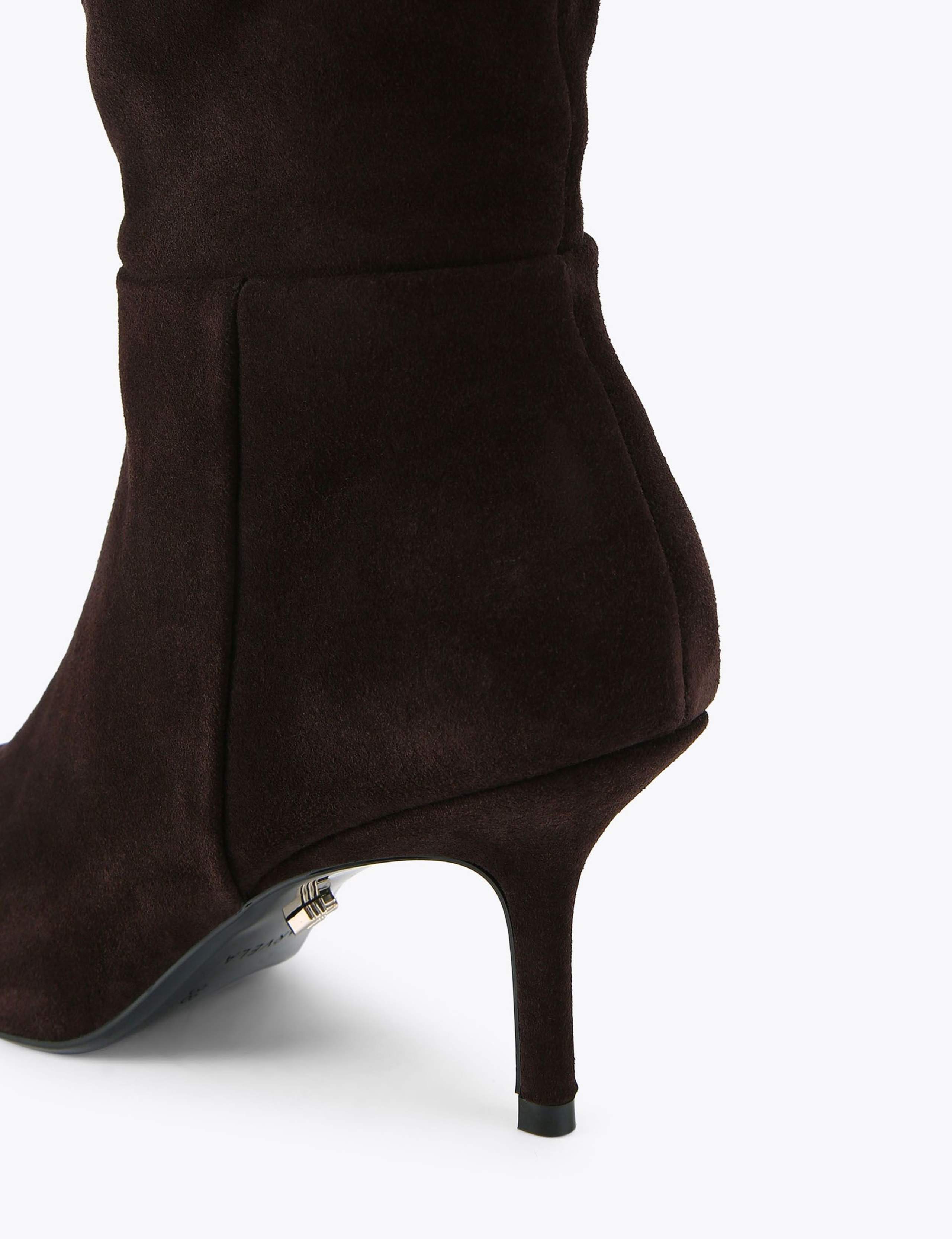 Suede Stiletto Heel Slouch Knee High Boots 2 of 5