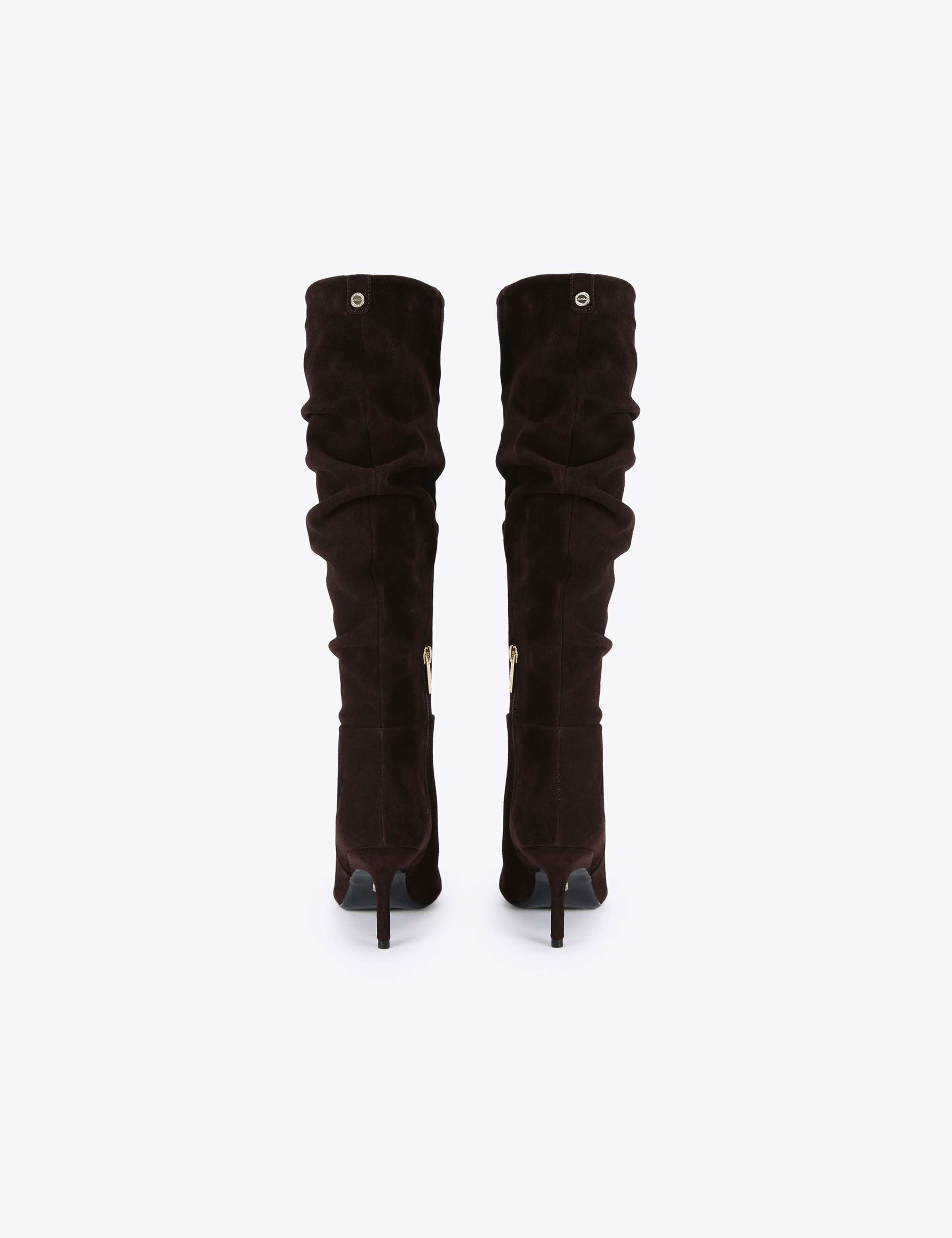 Suede Stiletto Heel Slouch Knee High Boots 4 of 5