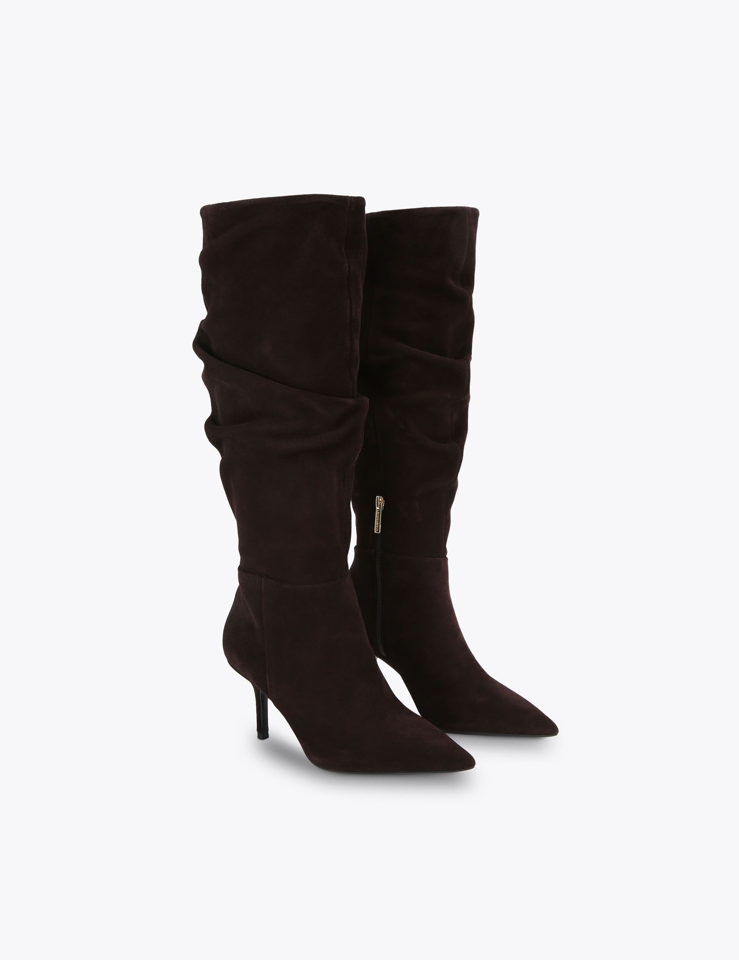 Suede Stiletto Heel Slouch Knee High Boots 5 of 5