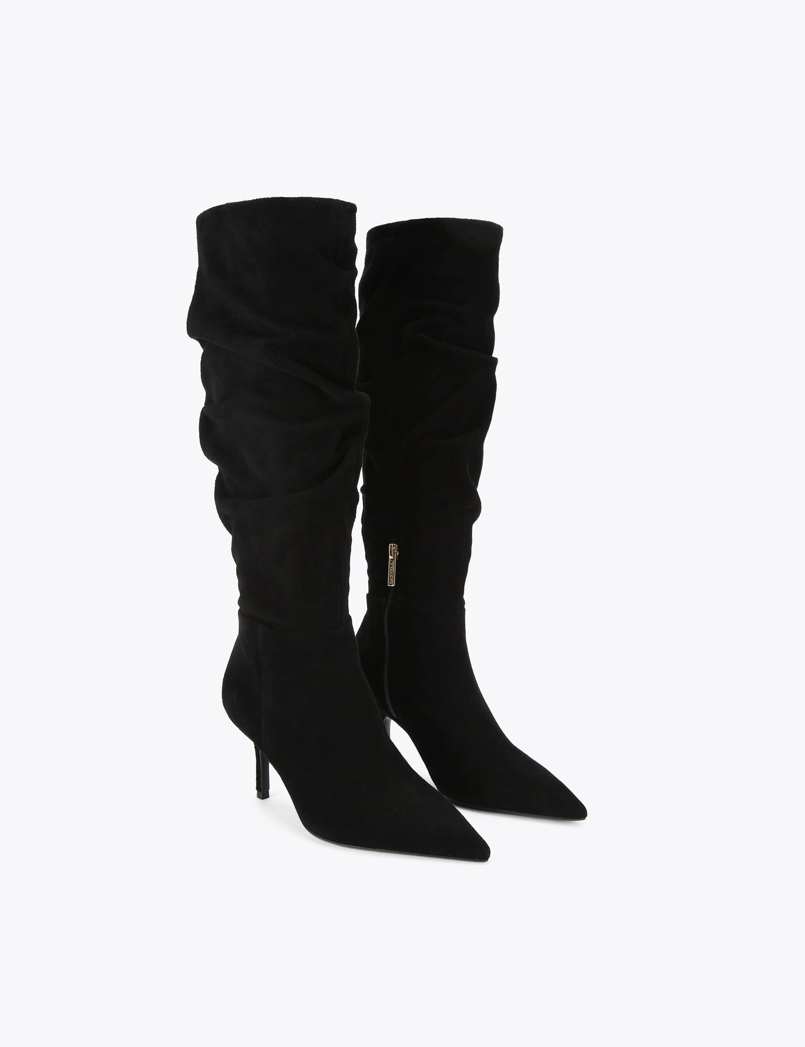 Suede Stiletto Heel Slouch Knee High Boots 5 of 5