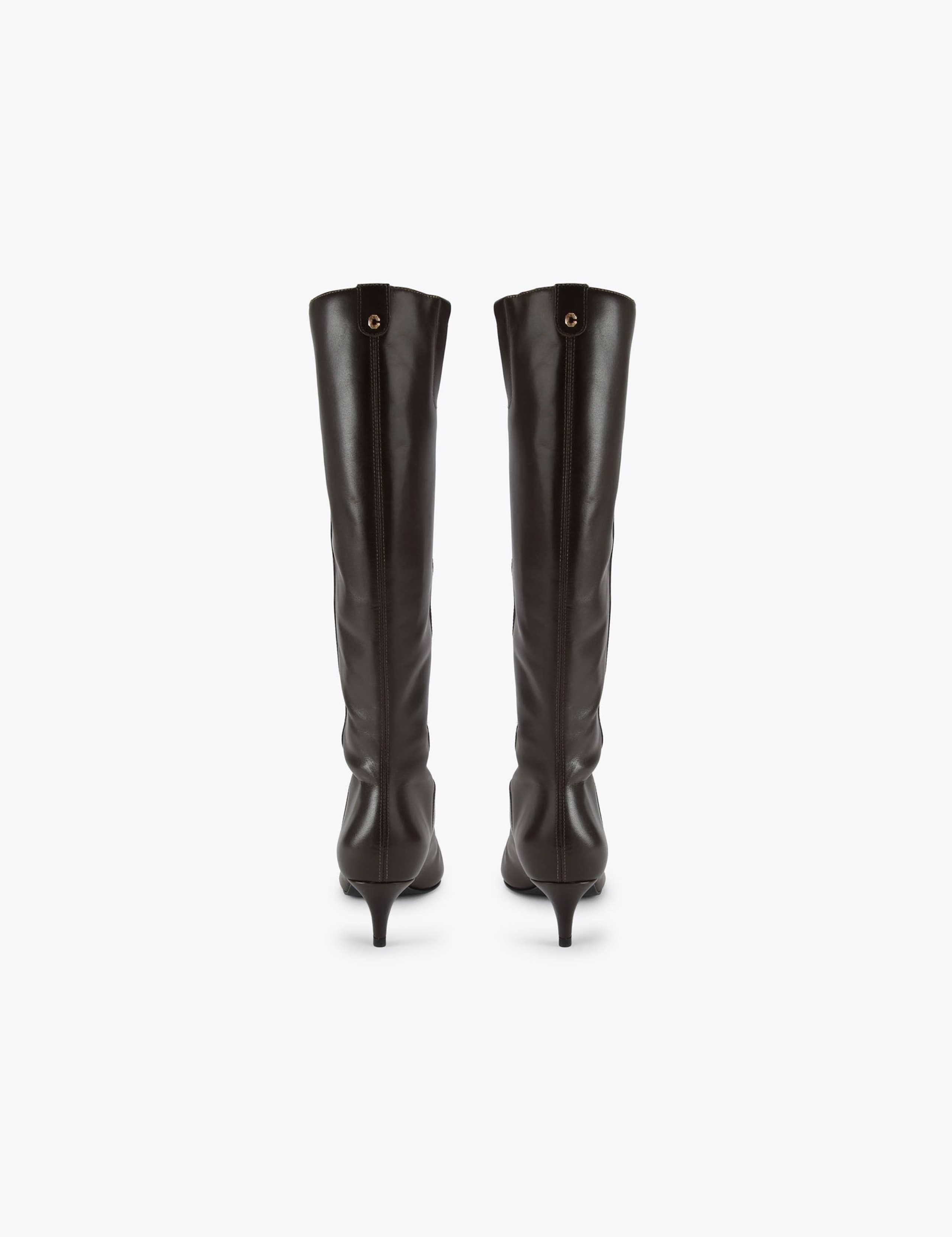 Leather Kitten Heel Knee High Boots 3 of 4