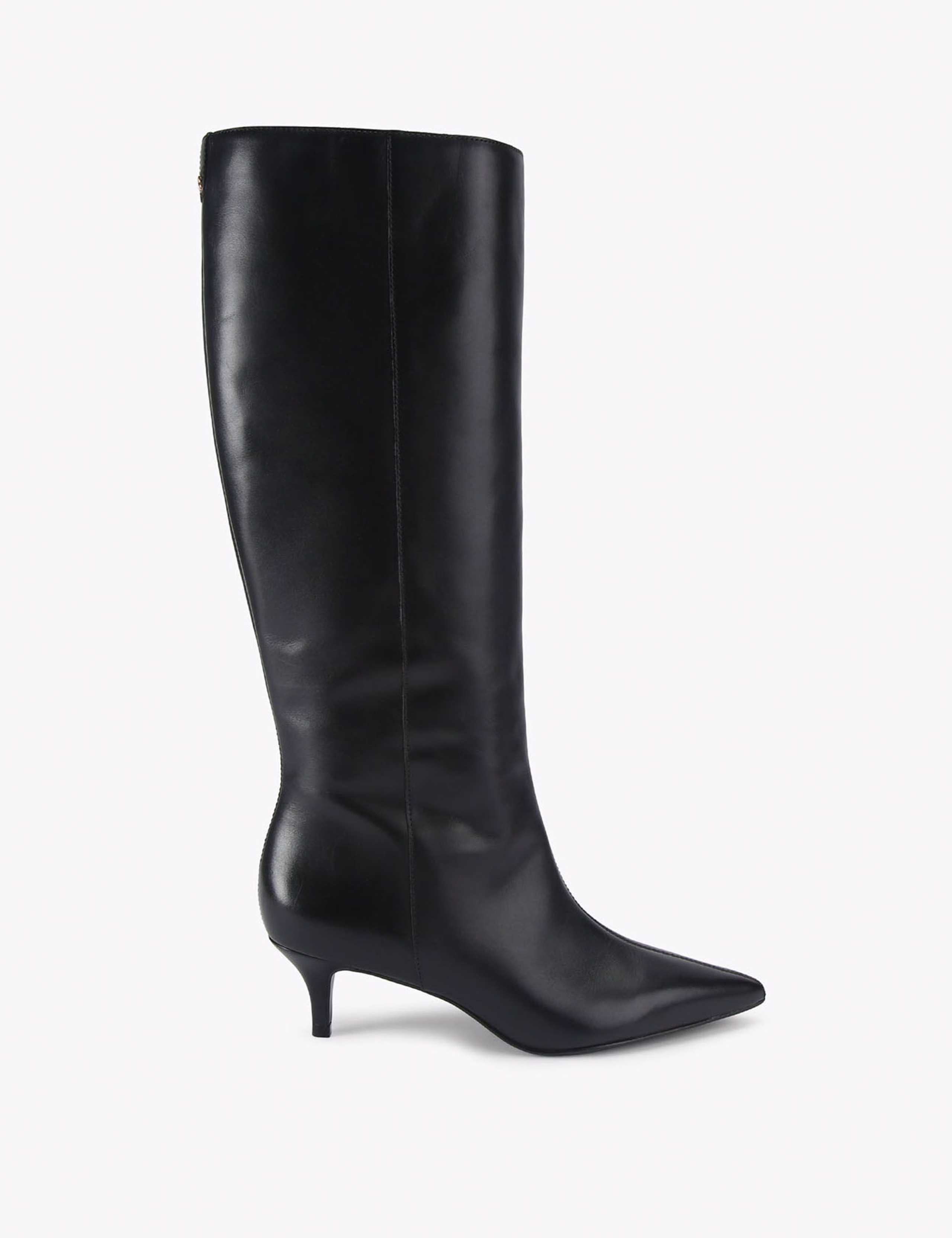 Leather Kitten Heel Knee High Boots 1 of 4