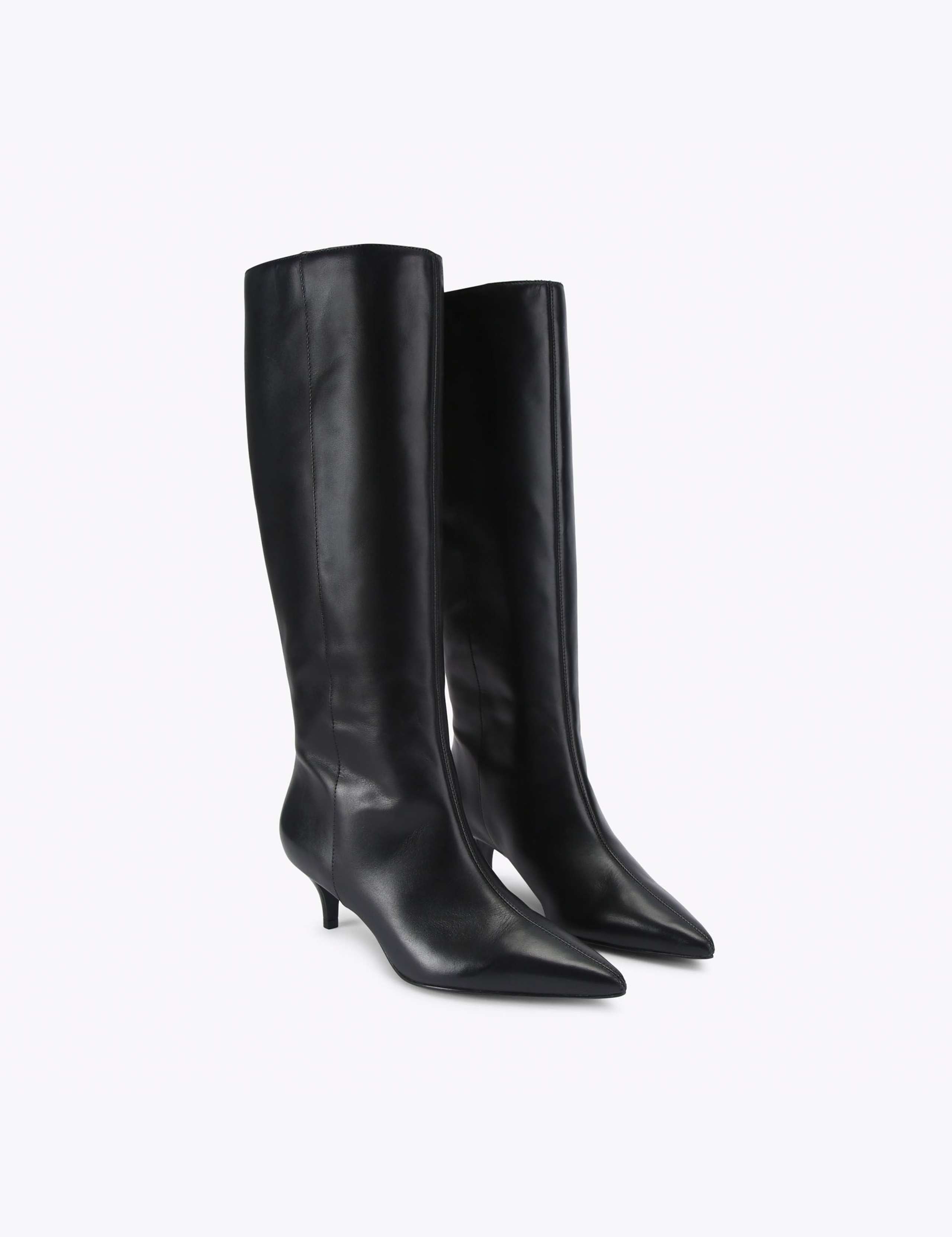 Leather Kitten Heel Knee High Boots 2 of 4