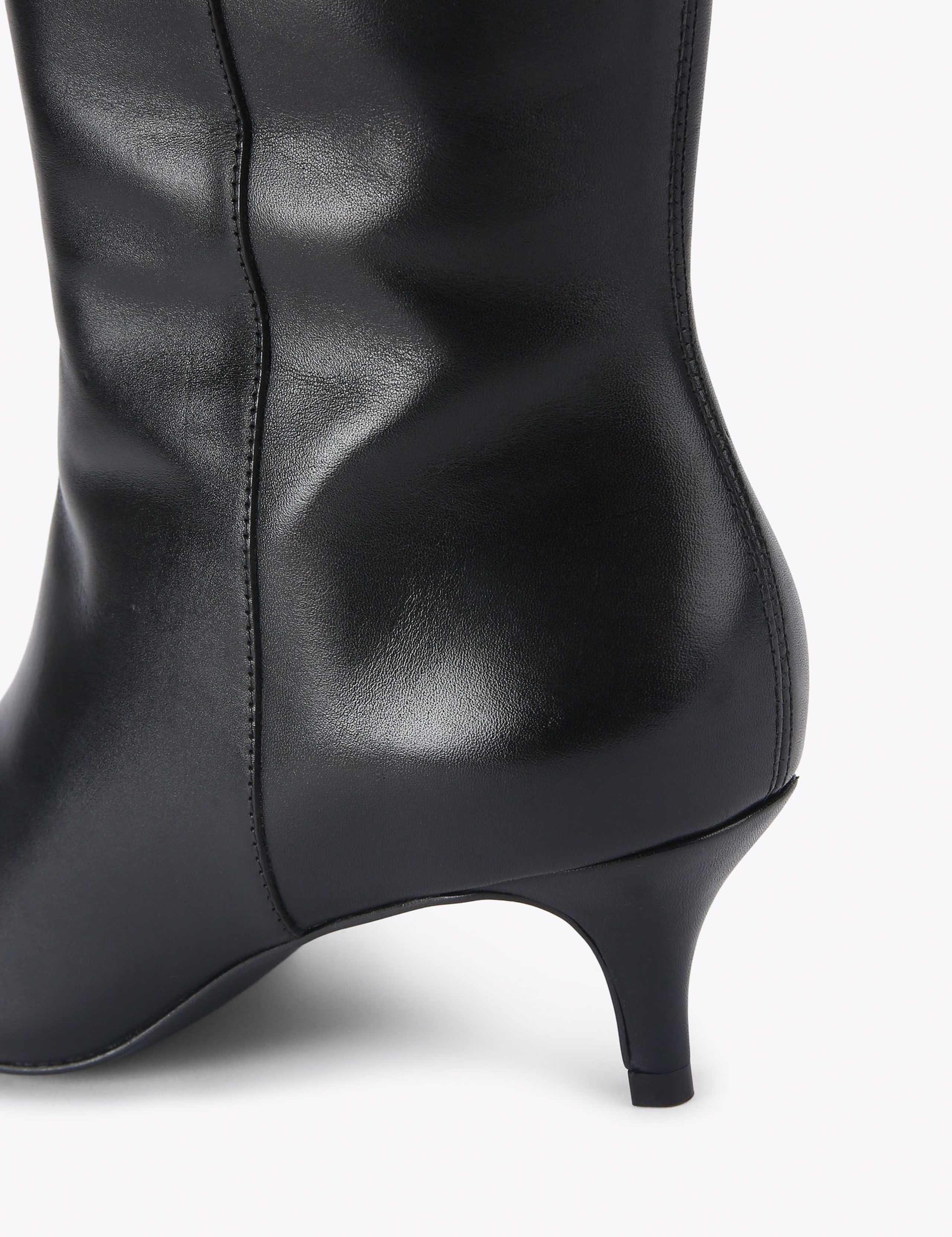 Leather Kitten Heel Knee High Boots 4 of 4