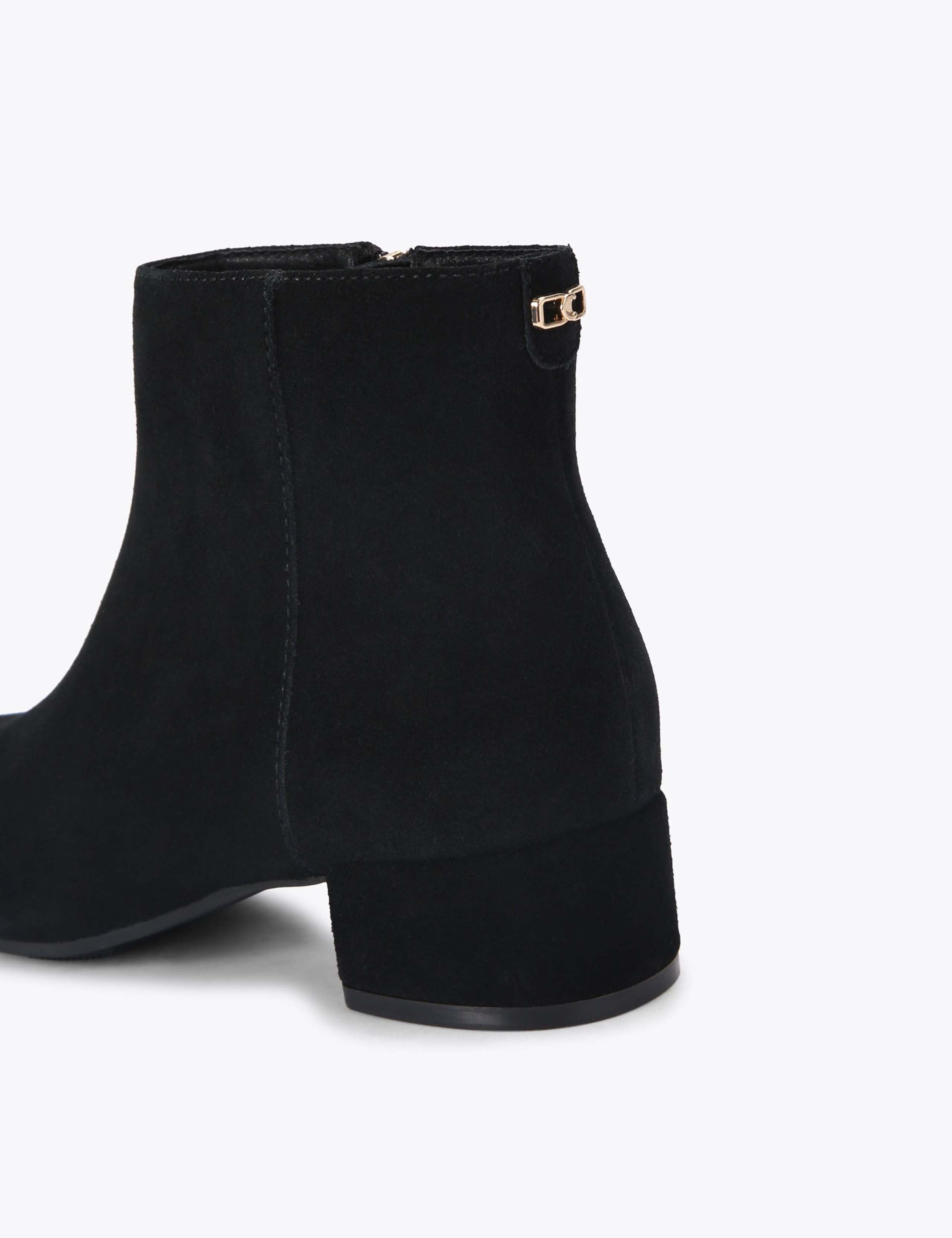 Suede Block Heel Round Toe Ankle Boots 2 of 4