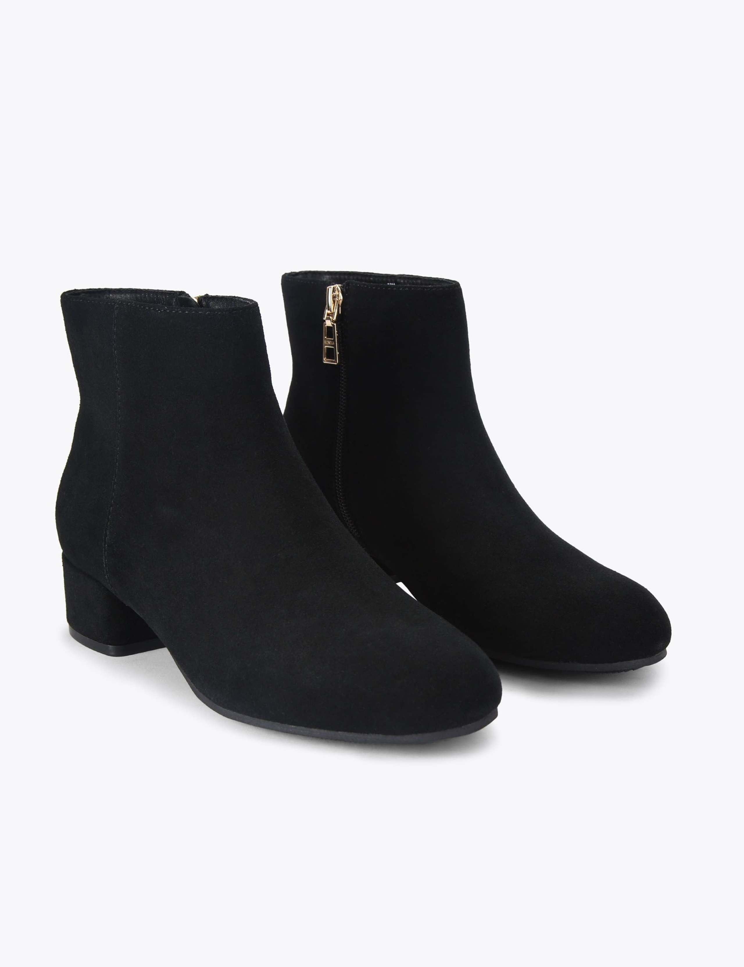 Suede Block Heel Round Toe Ankle Boots 3 of 4