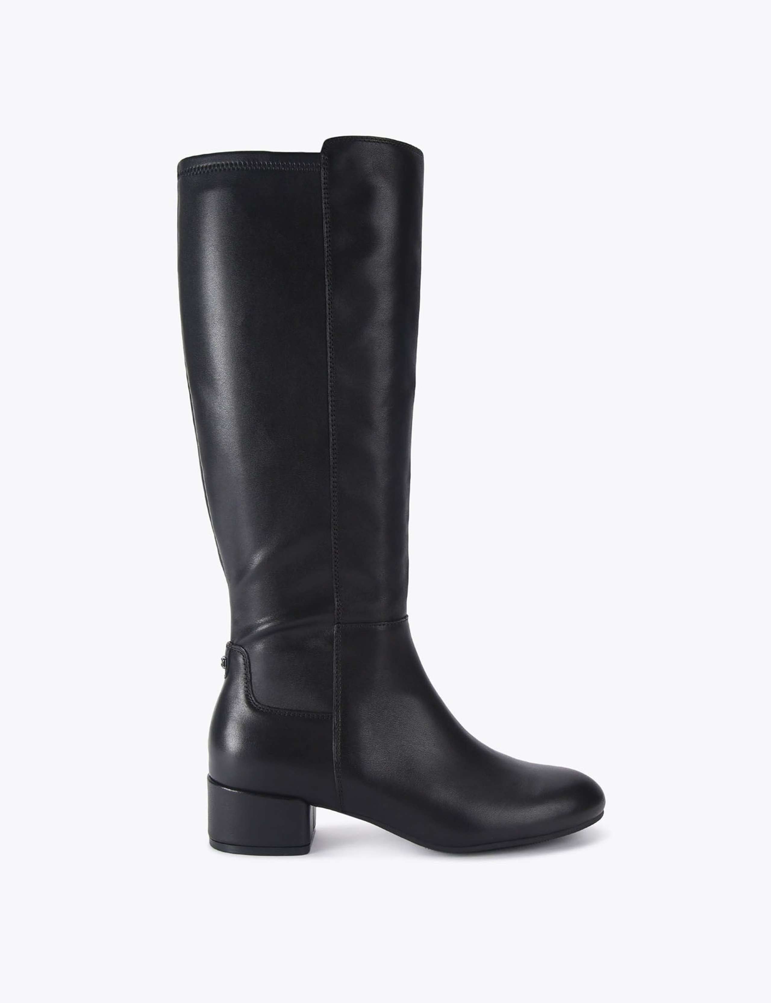 Leather Block Heel Knee High Boots 1 of 4