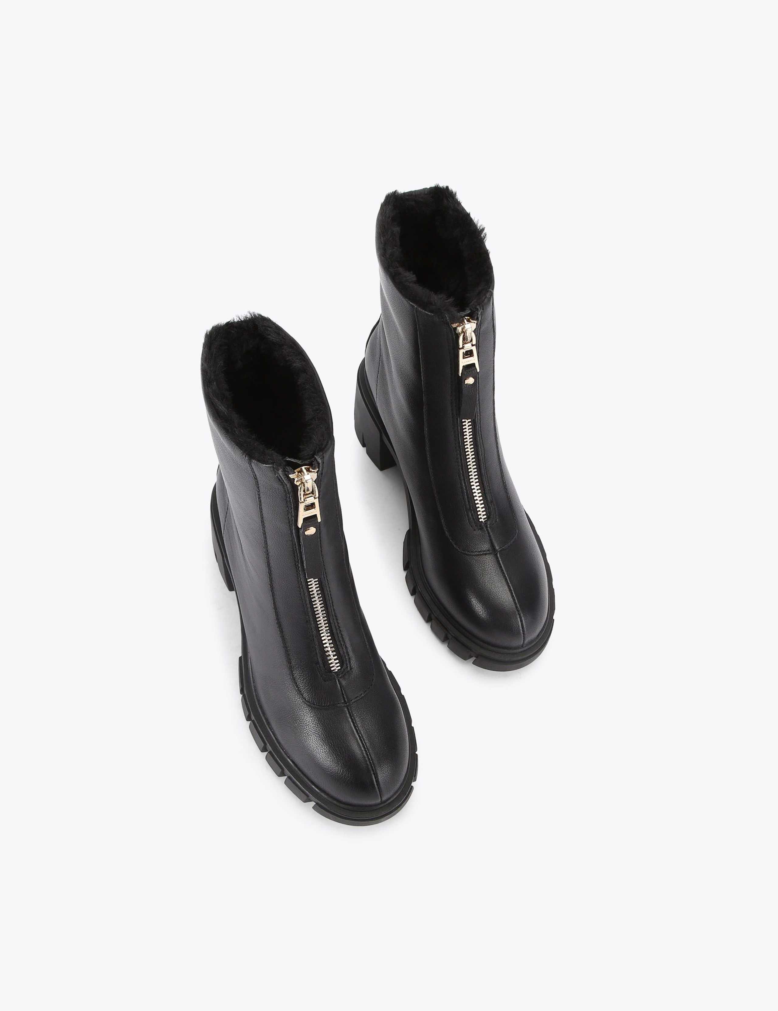 Leather Chunky Block Heel Ankle Boots 2 of 4