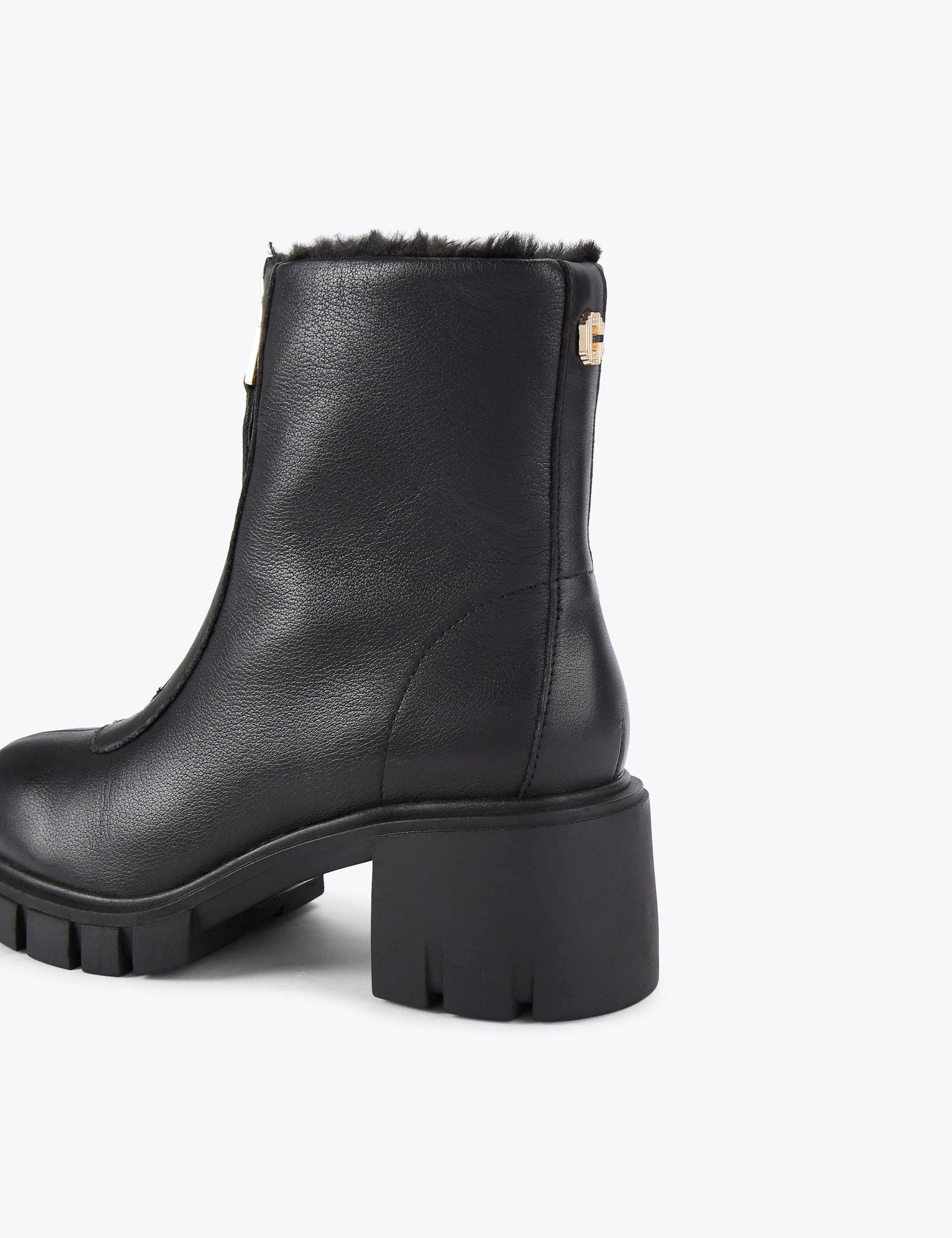 Leather Chunky Block Heel Ankle Boots 3 of 4