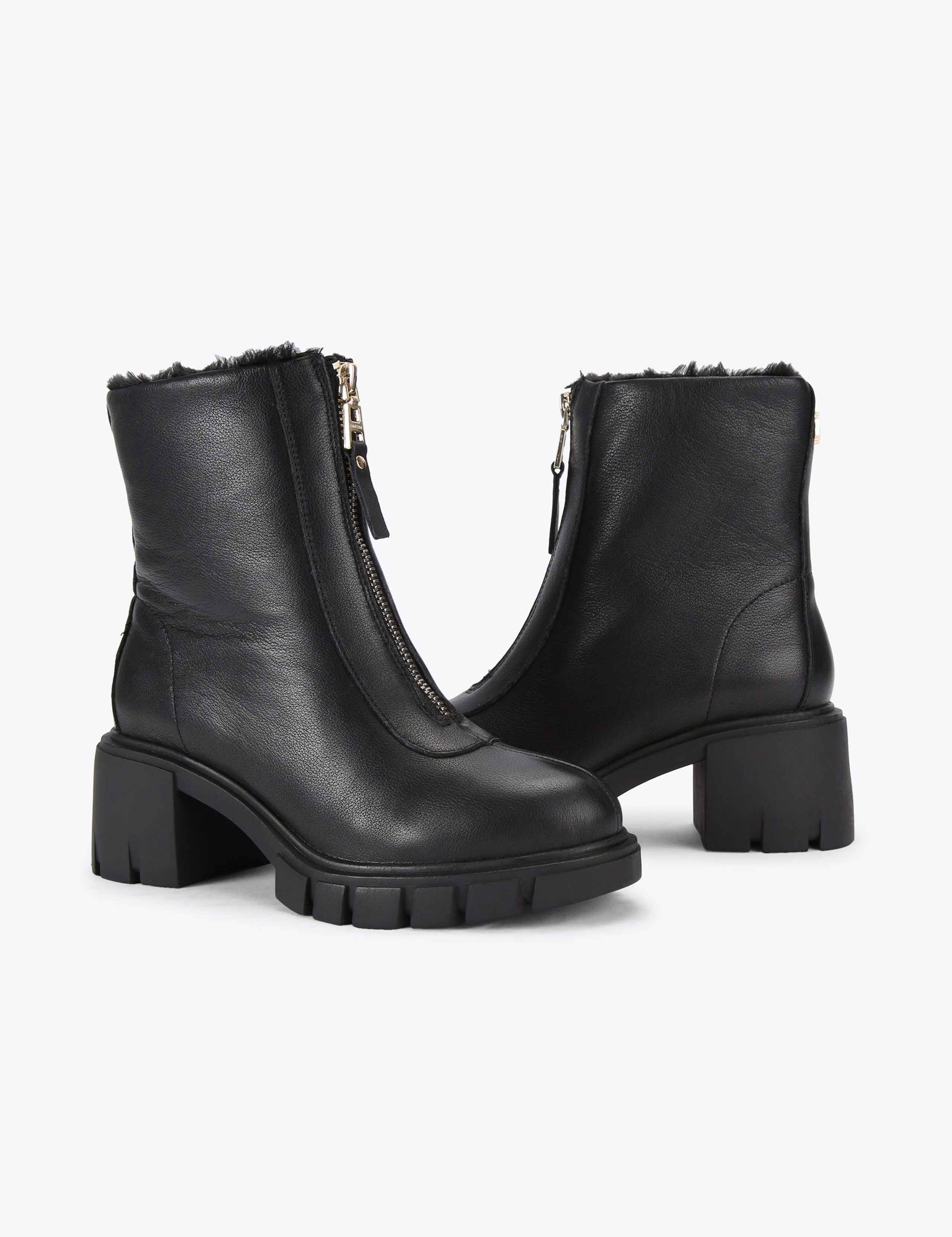 Leather Chunky Block Heel Ankle Boots 4 of 4