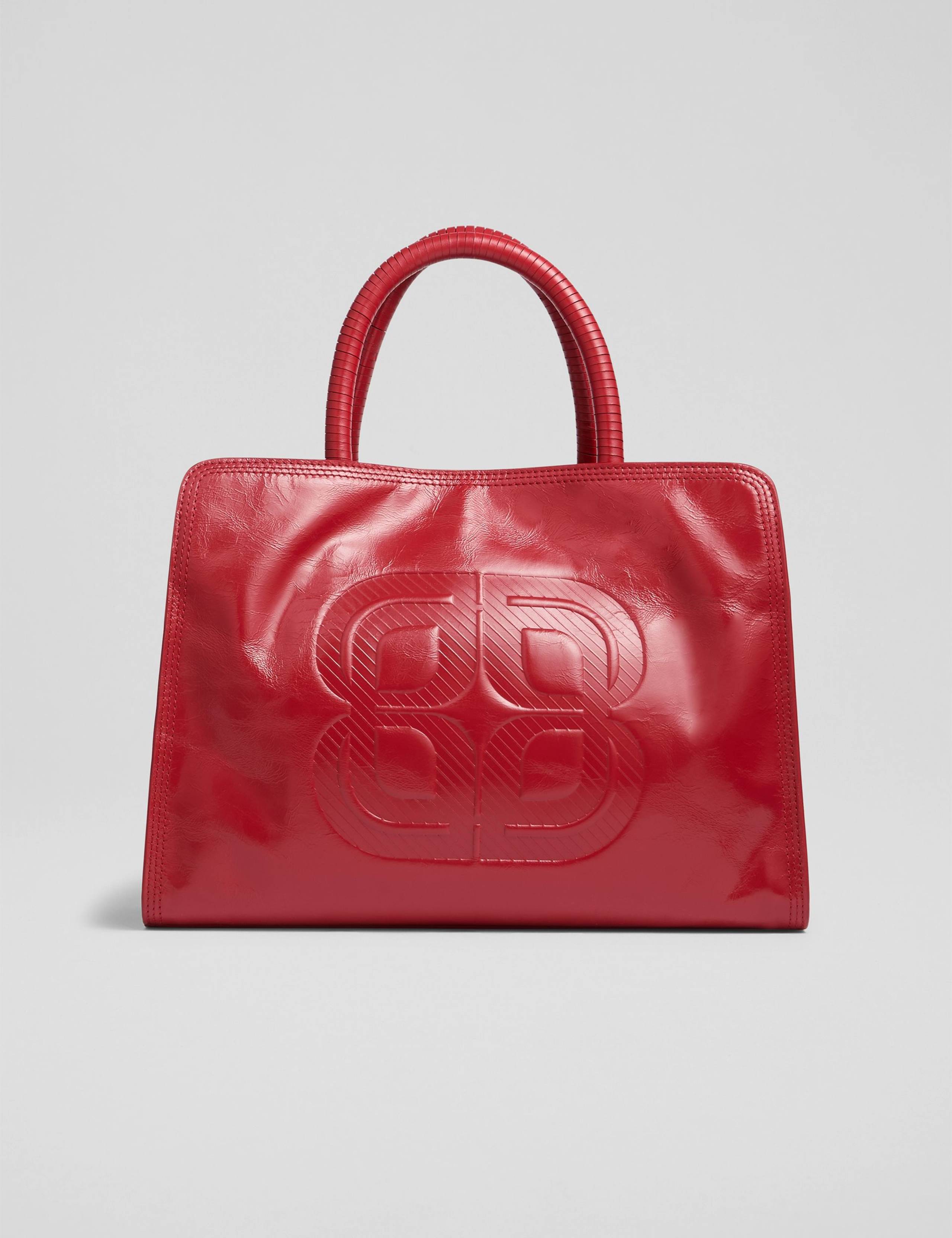 Leather Patent Finish Embossed Tote Bag 1 of 3