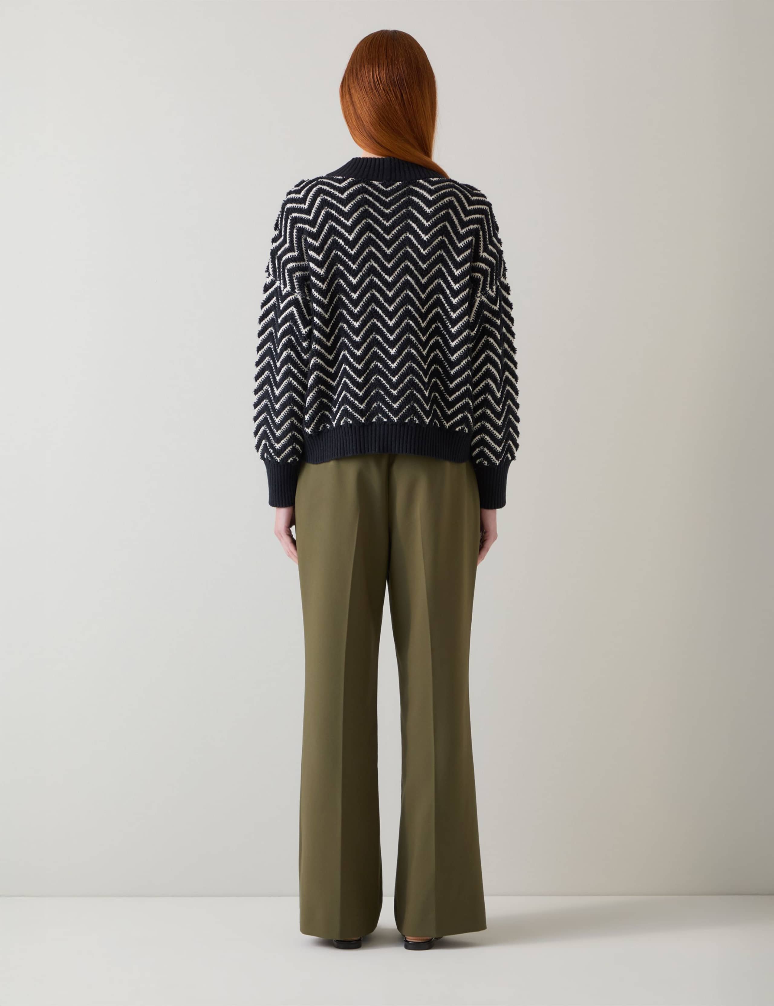 Merino Wool Blend Textured V-Neck Cardigan 4 of 4