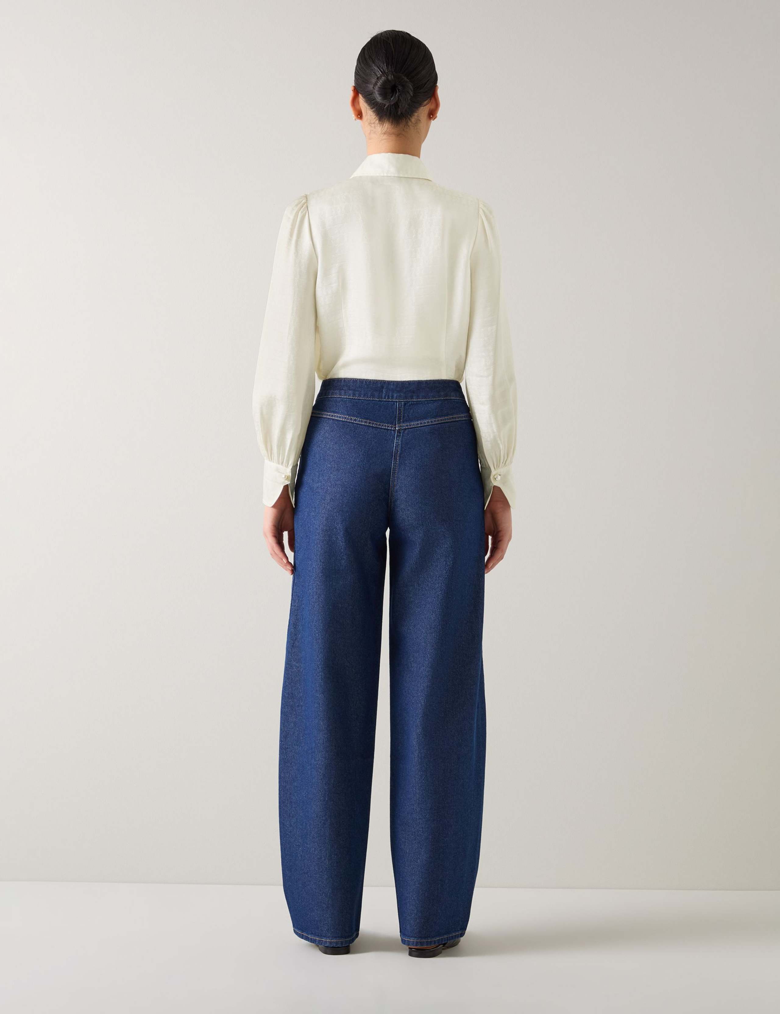 Jacquard Printed Collared Blouse with Silk 2 of 3