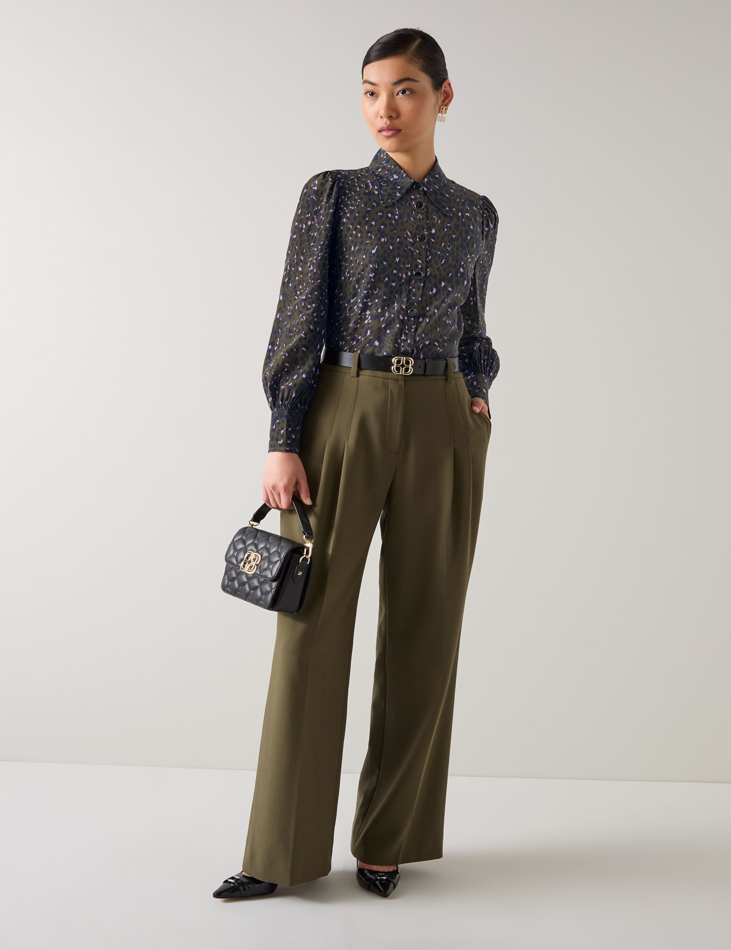 Silk Animal Print Blouson Sleeve Blouse 1 of 4