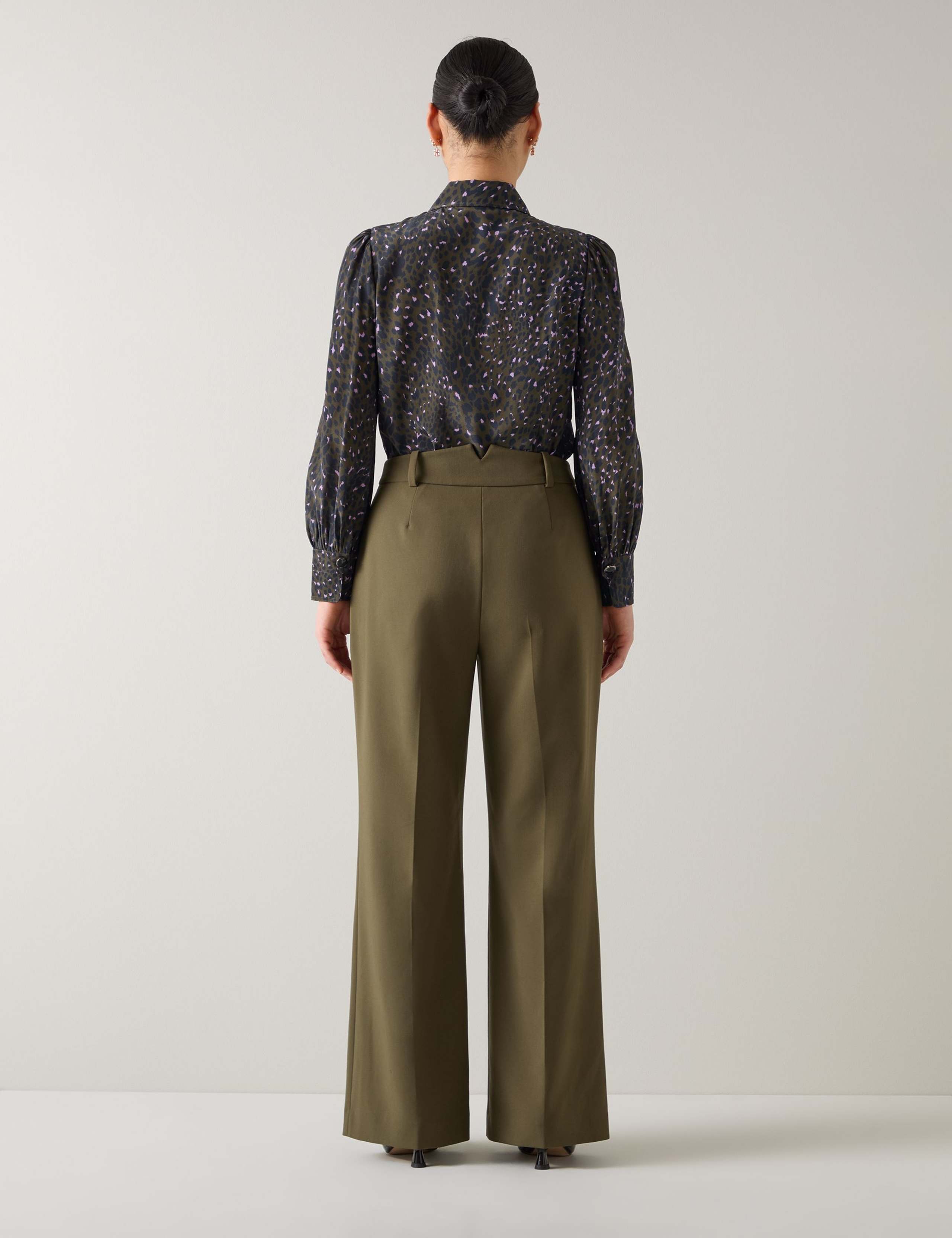 Pure Silk Leopard Print Collared Blouse 3 of 4