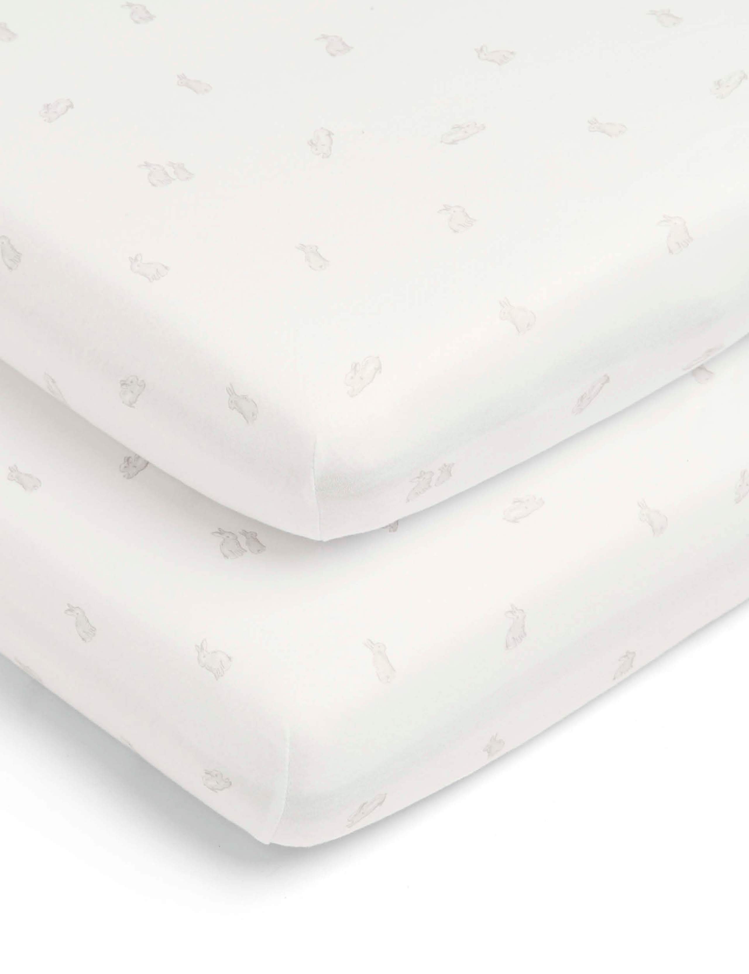 2pk Pure Cotton Bunny Cot Bed Fitted Sheets 4 of 4