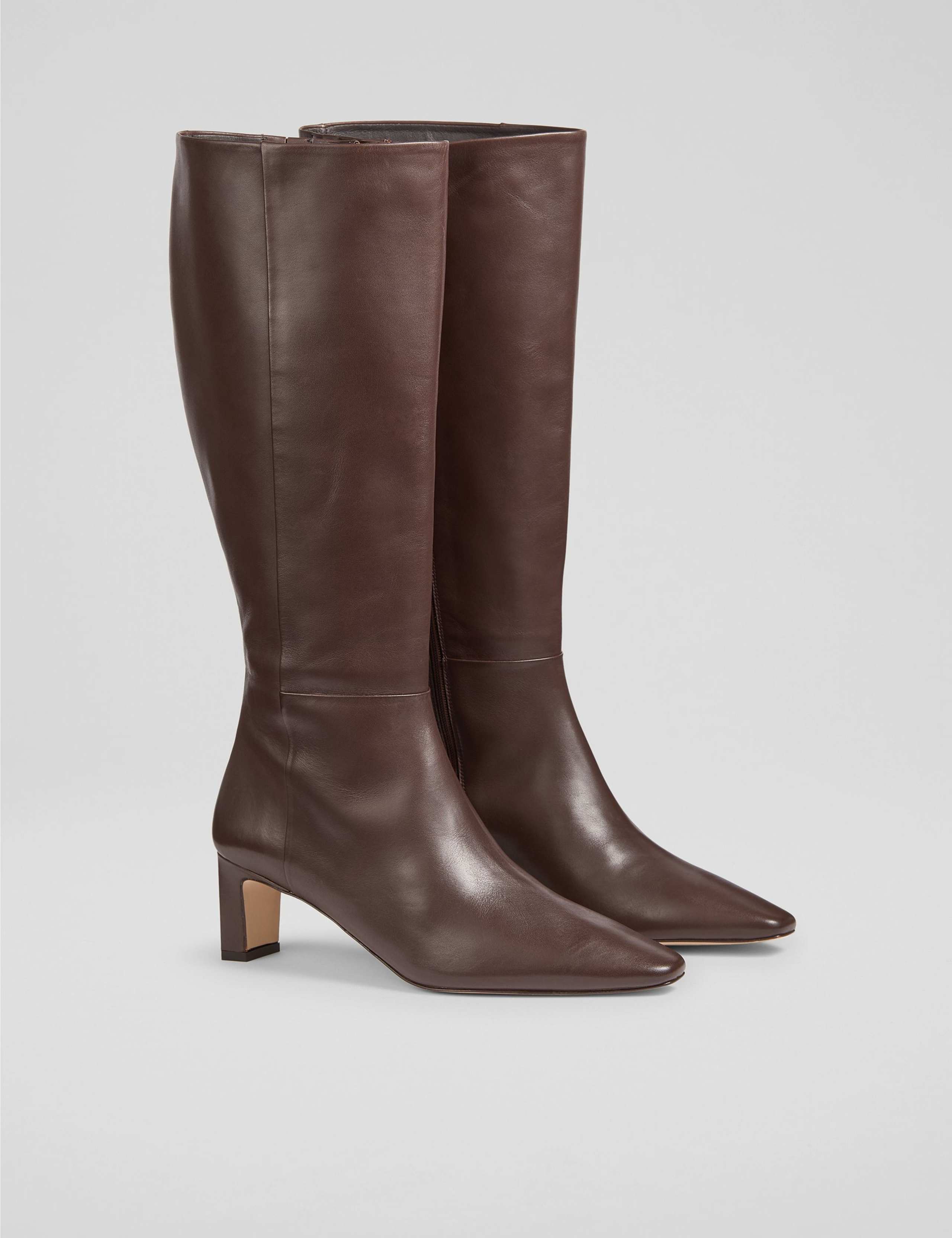 Leather Kitten Heel Knee High Boots 2 of 3