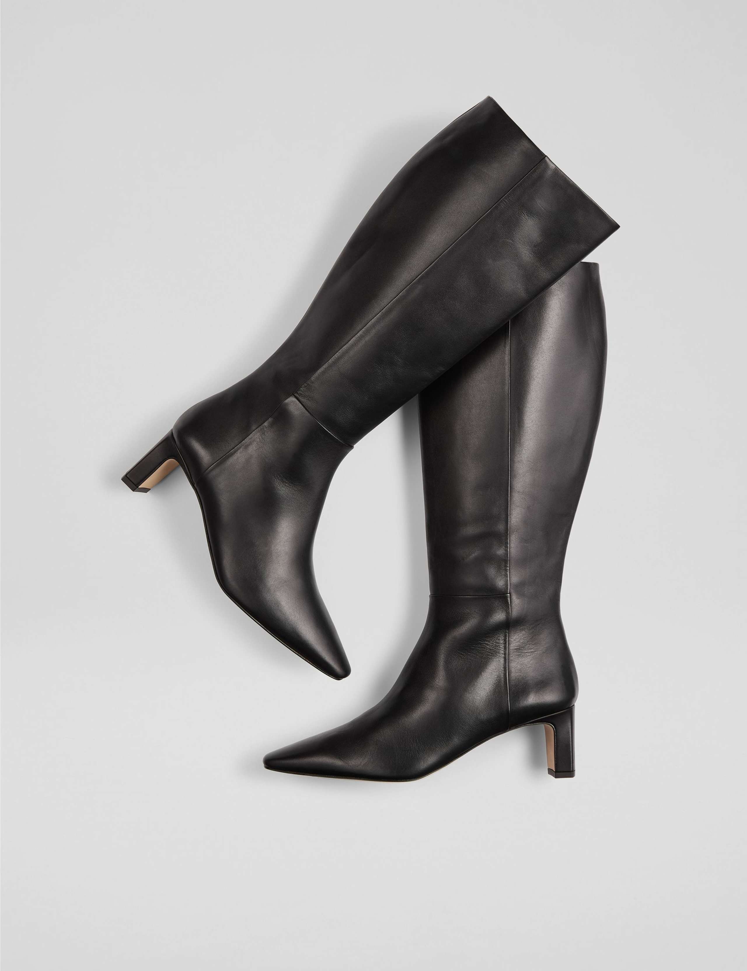 Leather Block Heel Knee High Boots 2 of 4