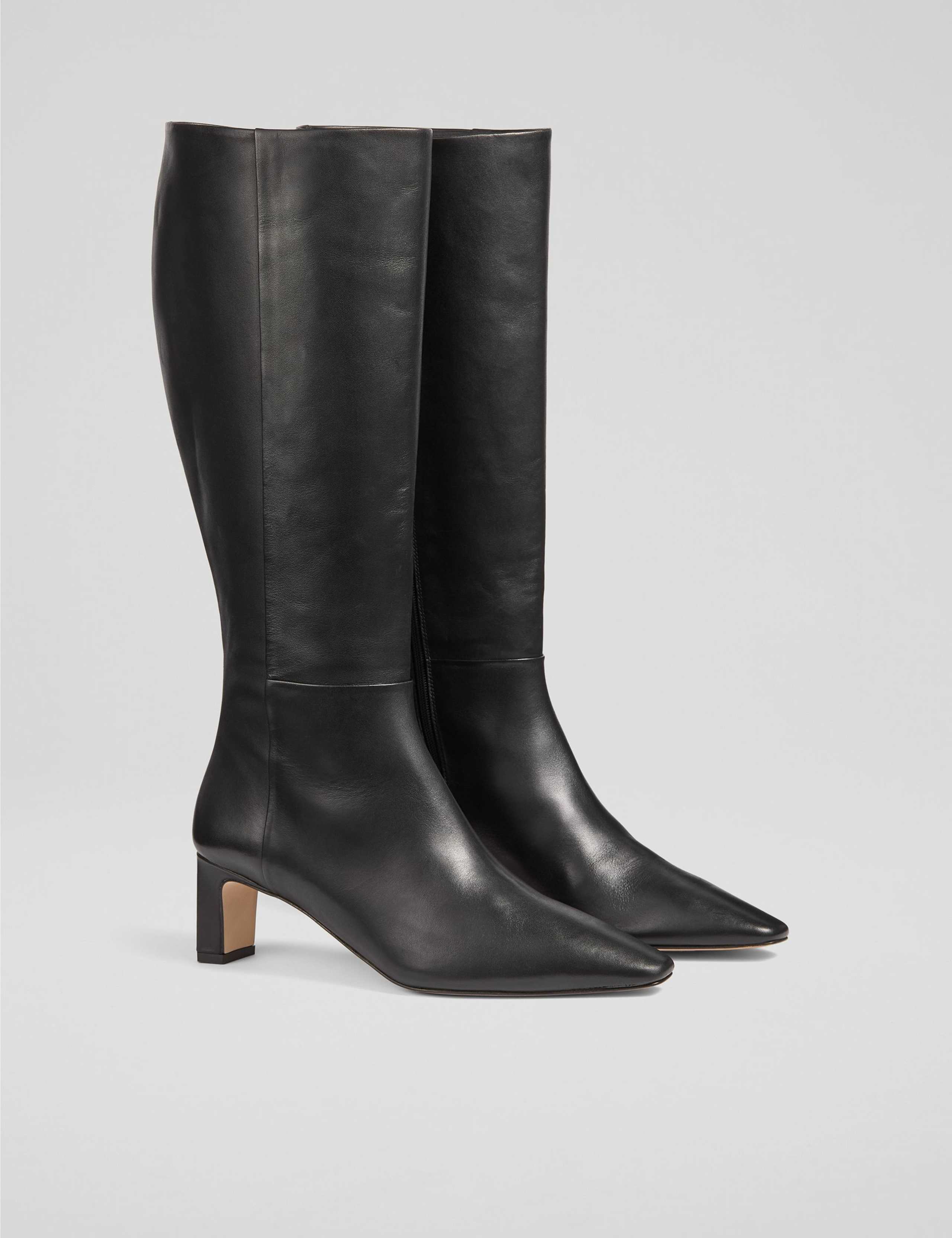 Leather Block Heel Knee High Boots 3 of 4