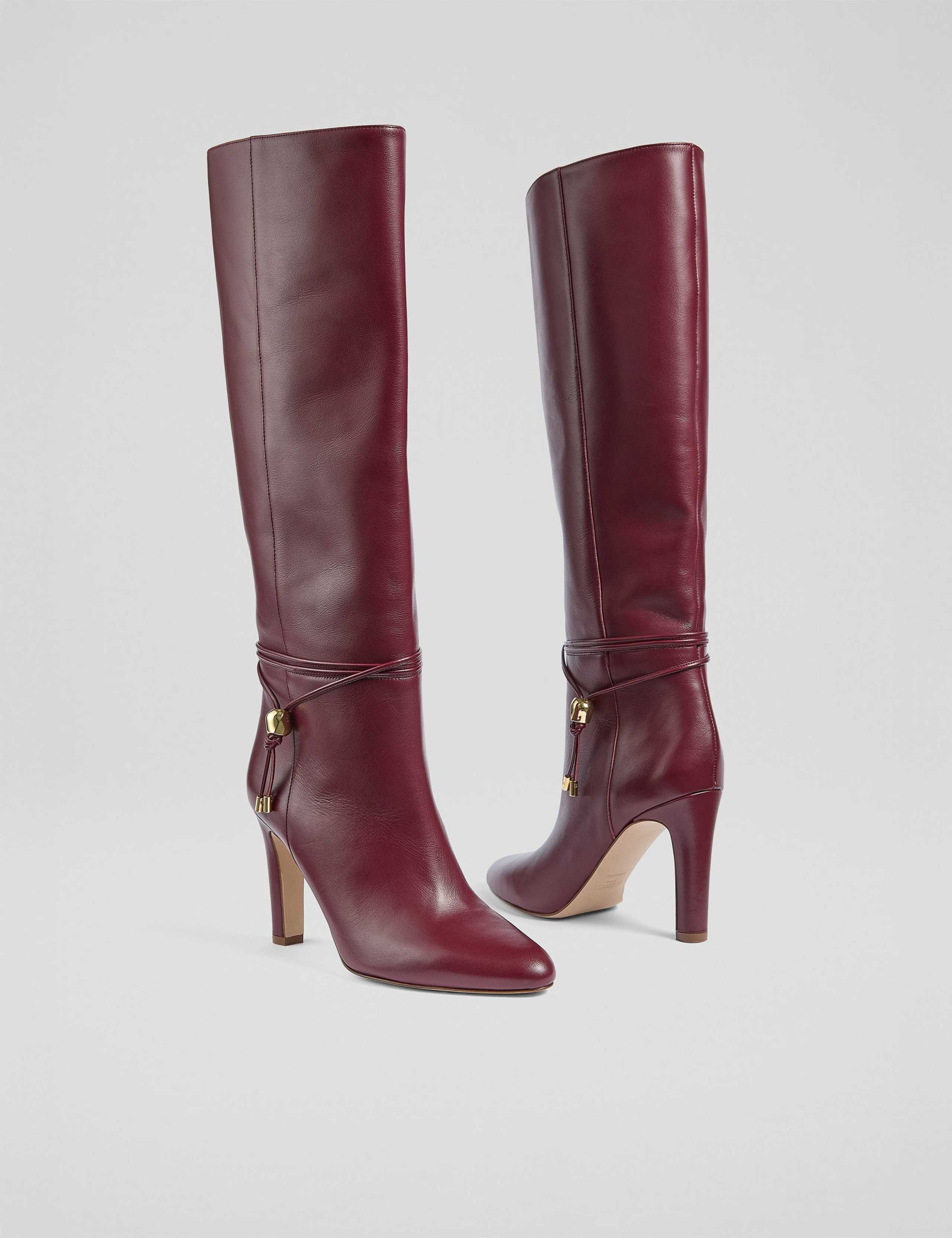 Leather High Heel Knee High Boots 3 of 4