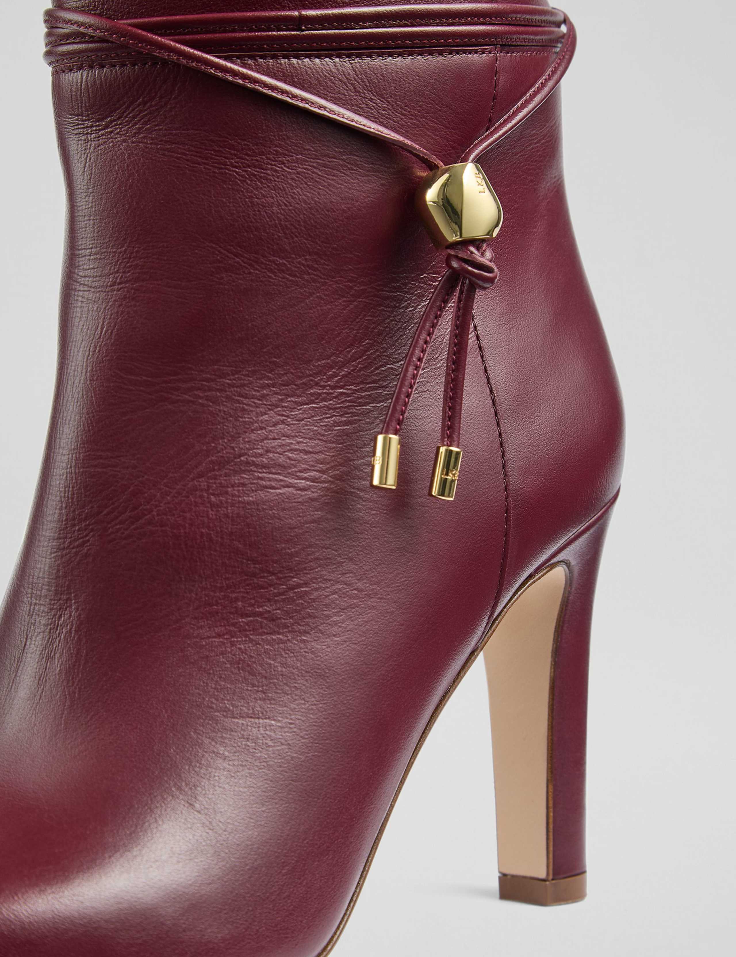 Leather Block Stiletto Heel Knee High Boots 4 of 4