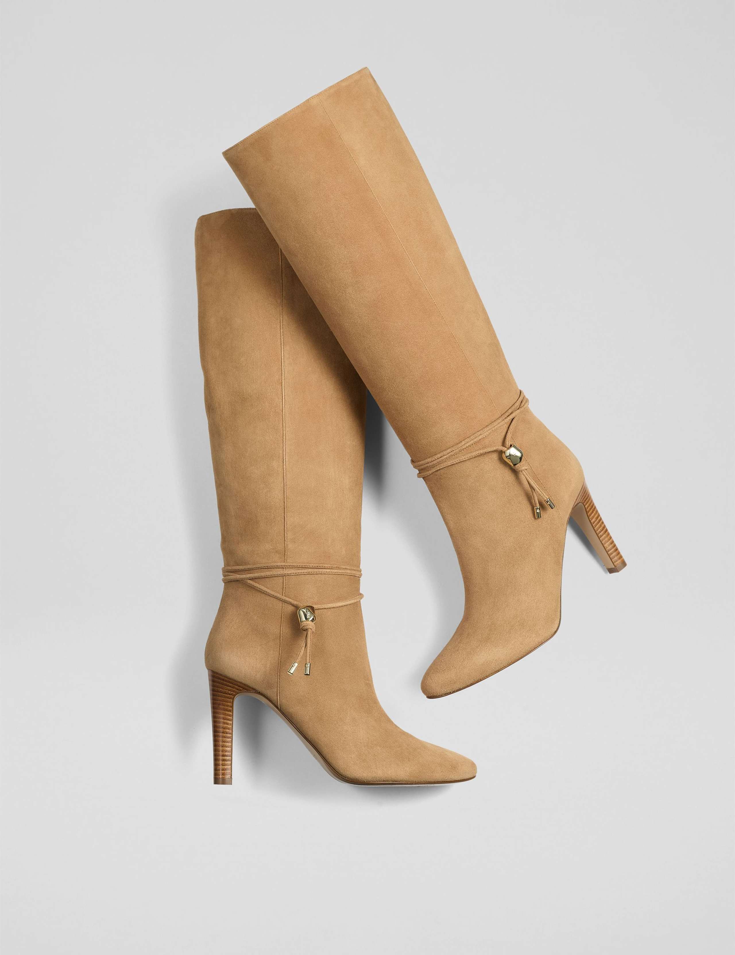 Leather Block Stiletto Heel Knee High Boots 3 of 3