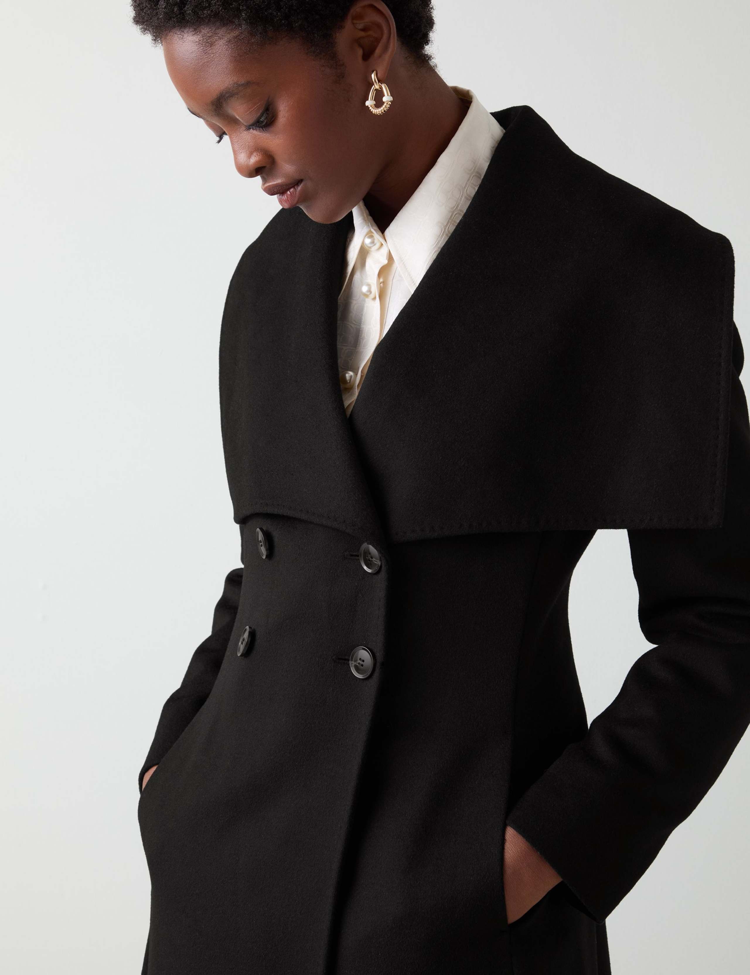 Pure Wool Large Collar Double Breasted Coat 3 of 4