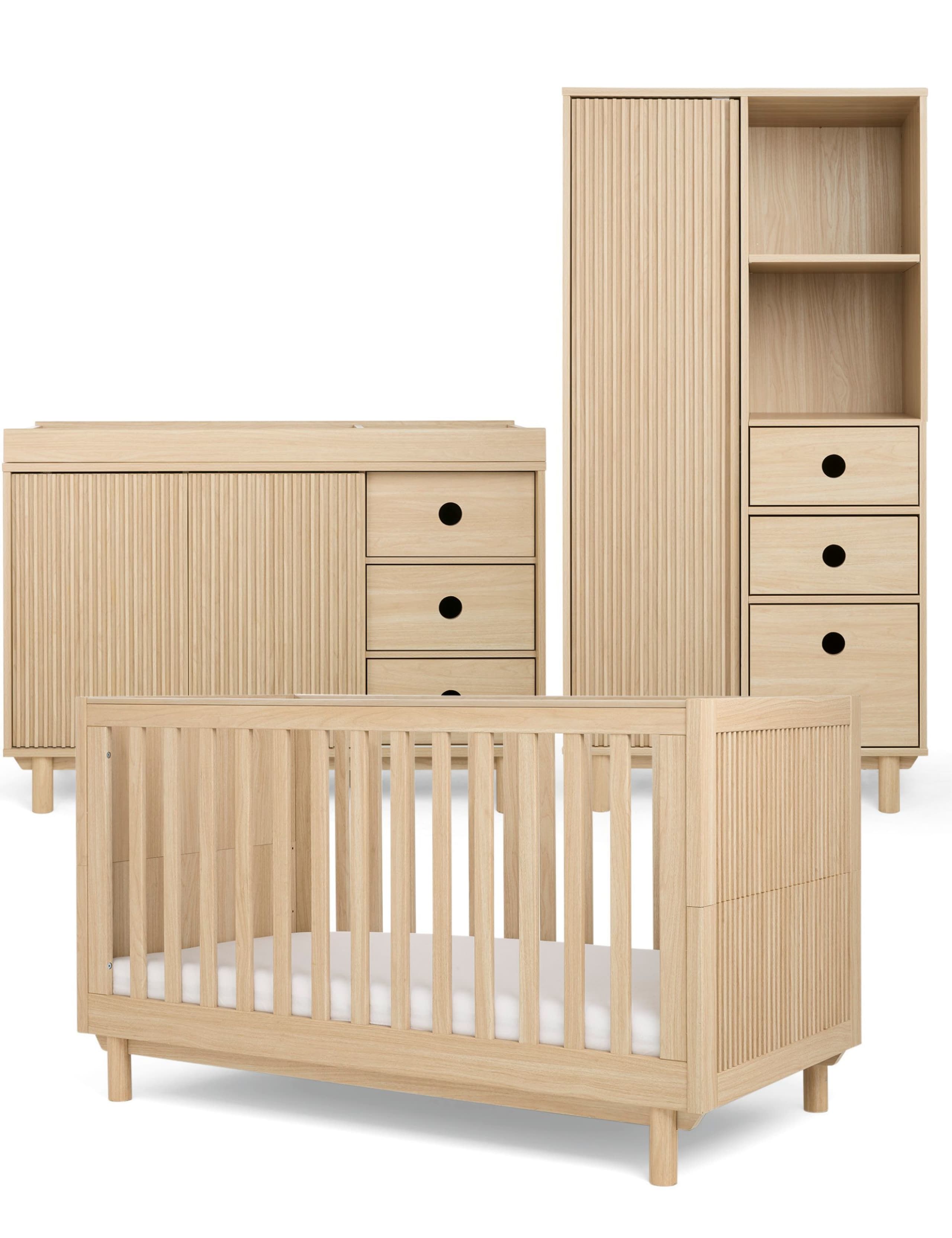 Oska Cot Bed, Wide Dresser Changer & Wardrobe 2 of 5