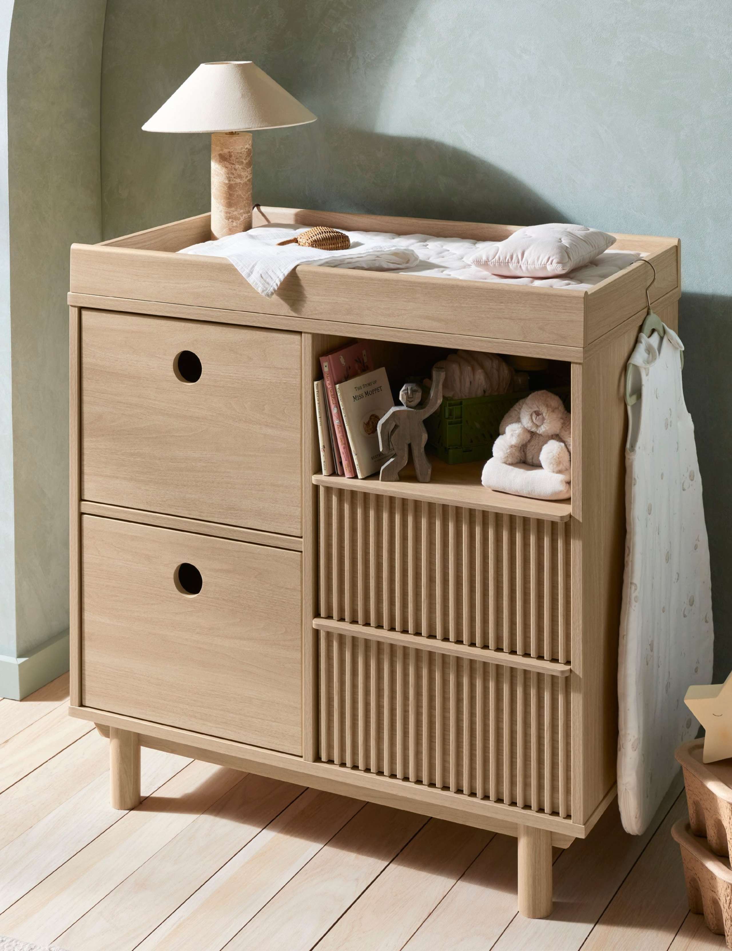 Oska Cot Bed, Narrow Dresser Changer & Wardrobe 9 of 12