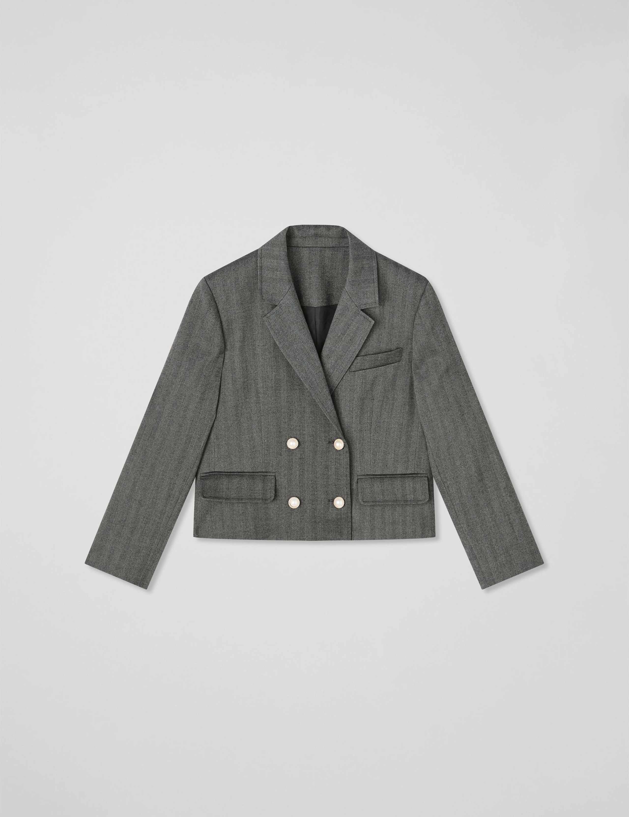 Herringbone Cropped Tailored Coat 2 of 4
