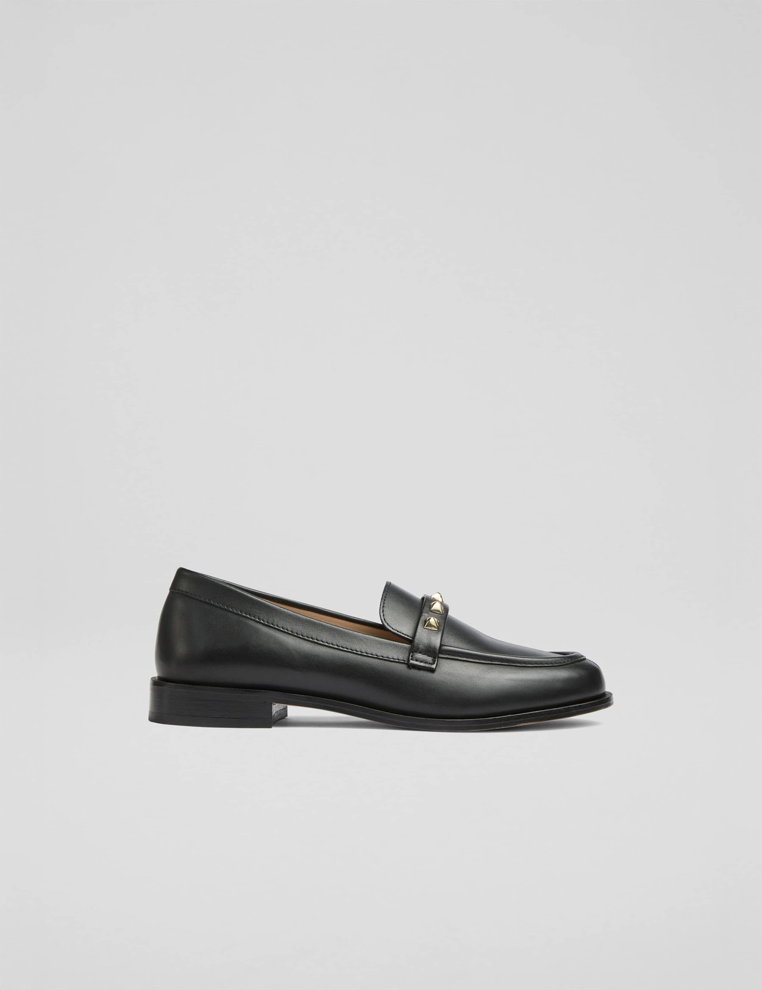 Leather Stud Detail Slip On Loafers 1 of 1
