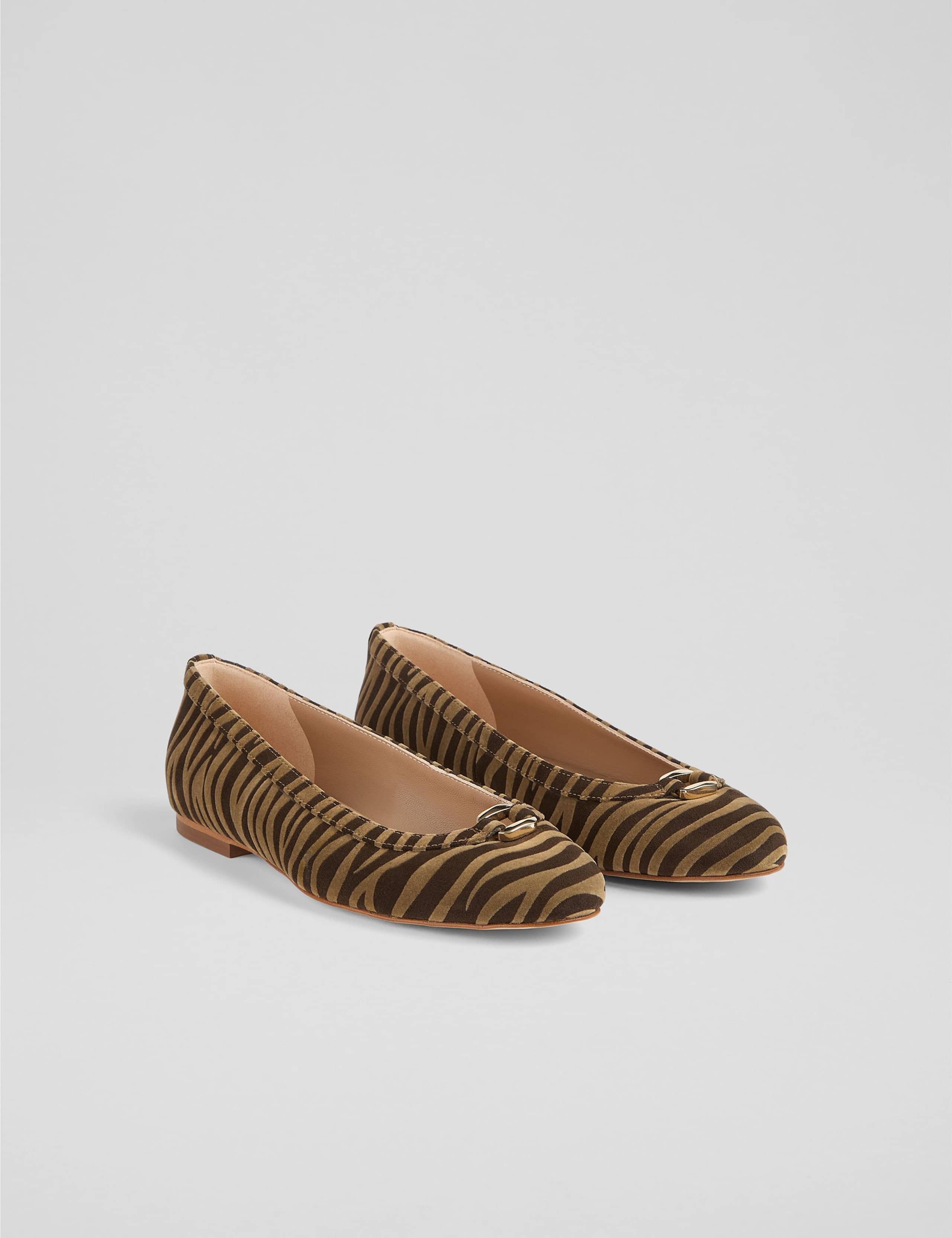 Zebra Print Ring Detail Ballet Pumps 2 of 4