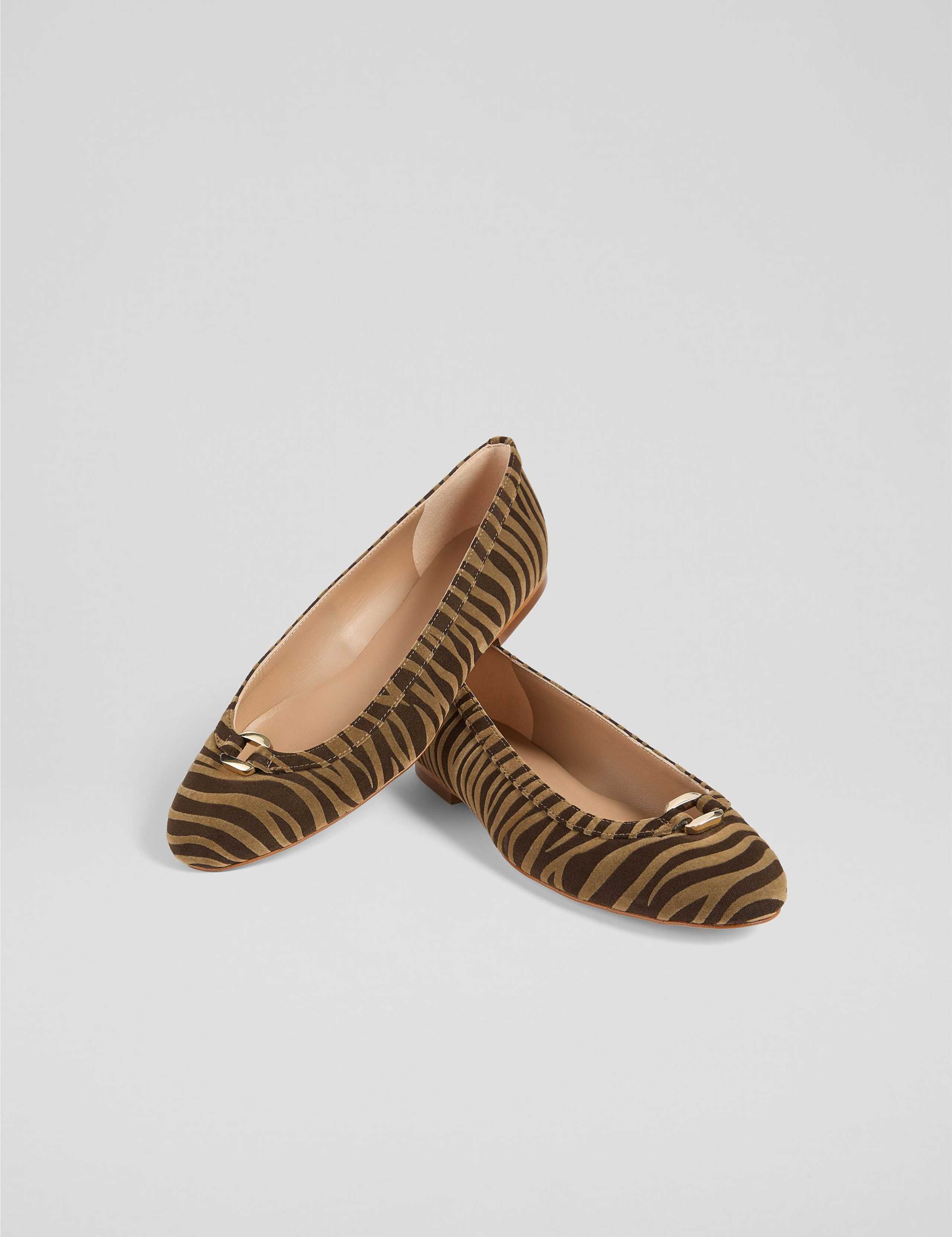 Zebra Print Ring Detail Ballet Pumps 3 of 4