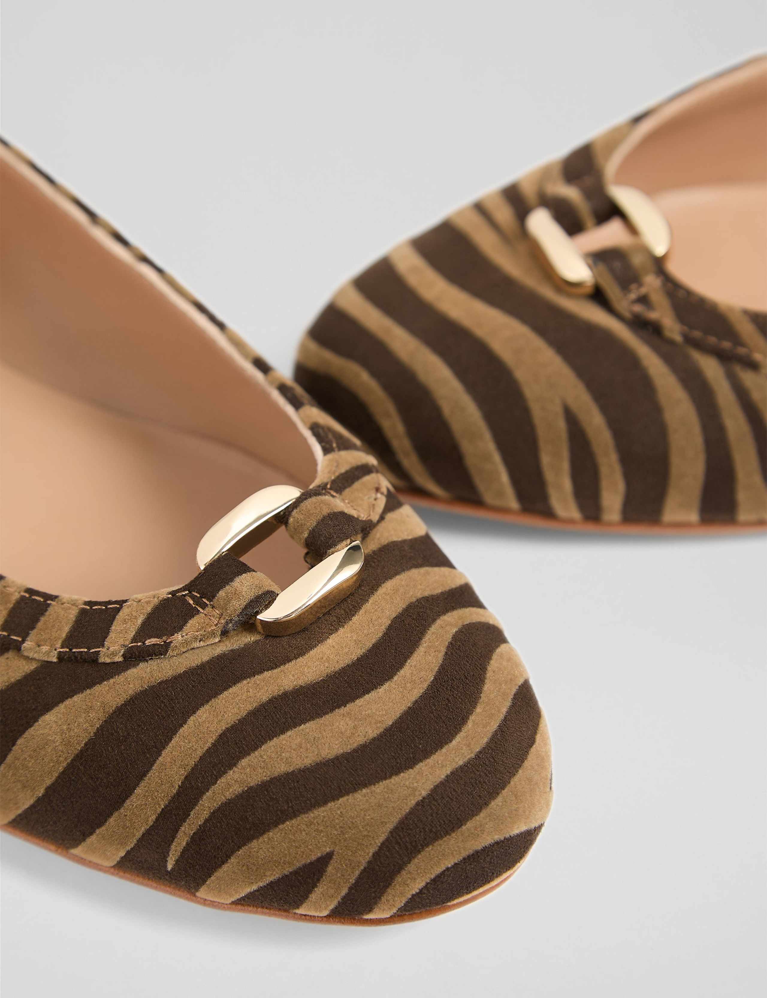 Zebra Print Ring Detail Ballet Pumps 4 of 4