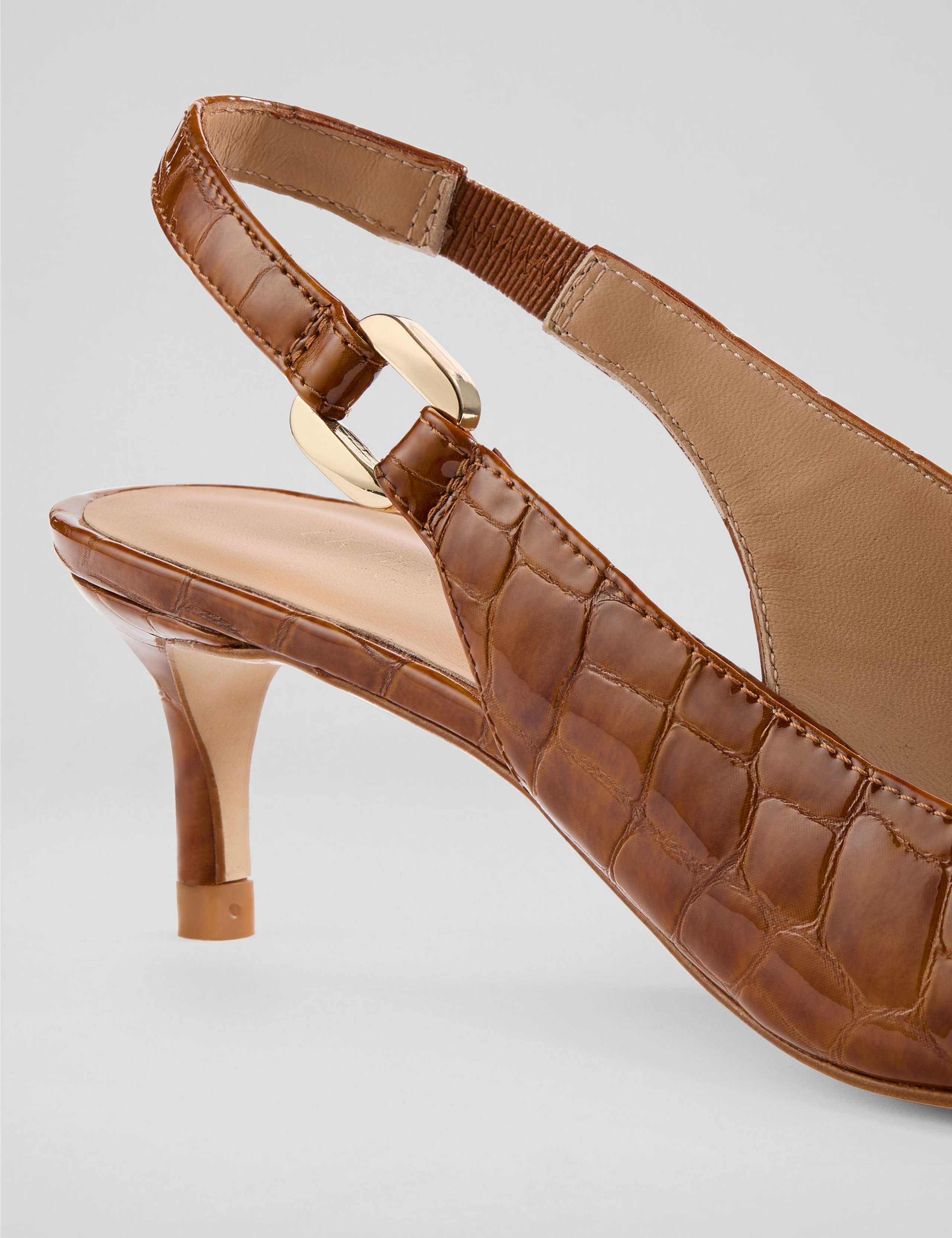 Leather Croc Stiletto Heel Slingback Shoes 3 of 4