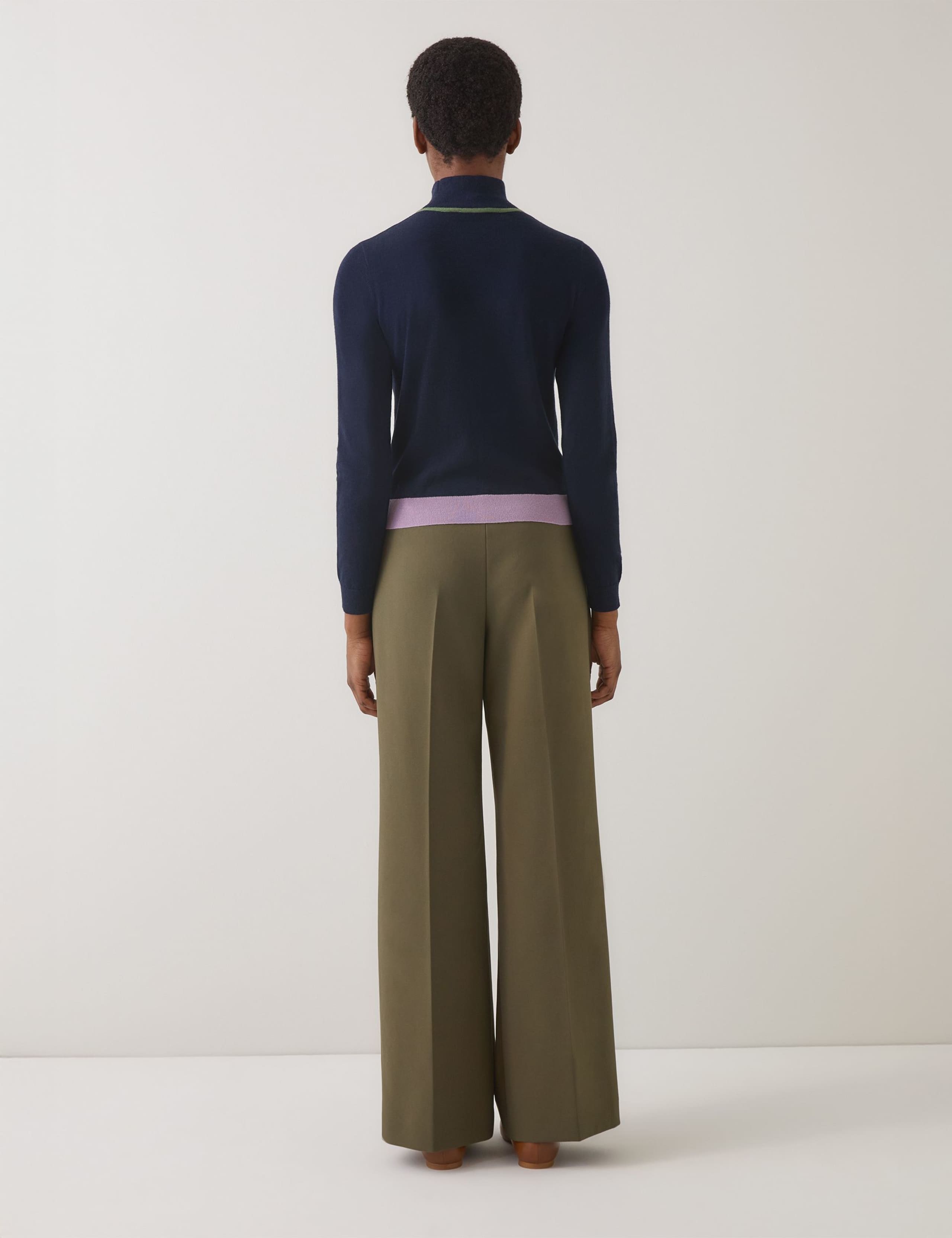 Pleat Front Wide Leg Ankle Grazer Trousers 2 of 3