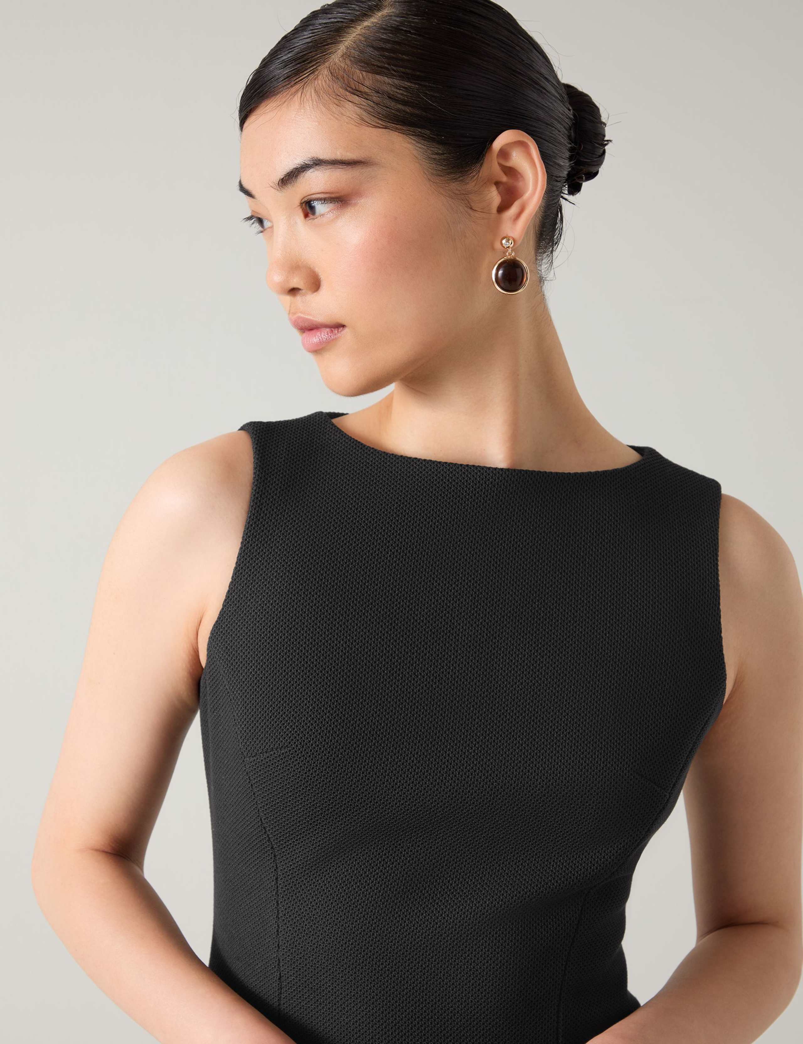 Pique Slash Neck Sculptured Fitted Shift Dress 3 of 4