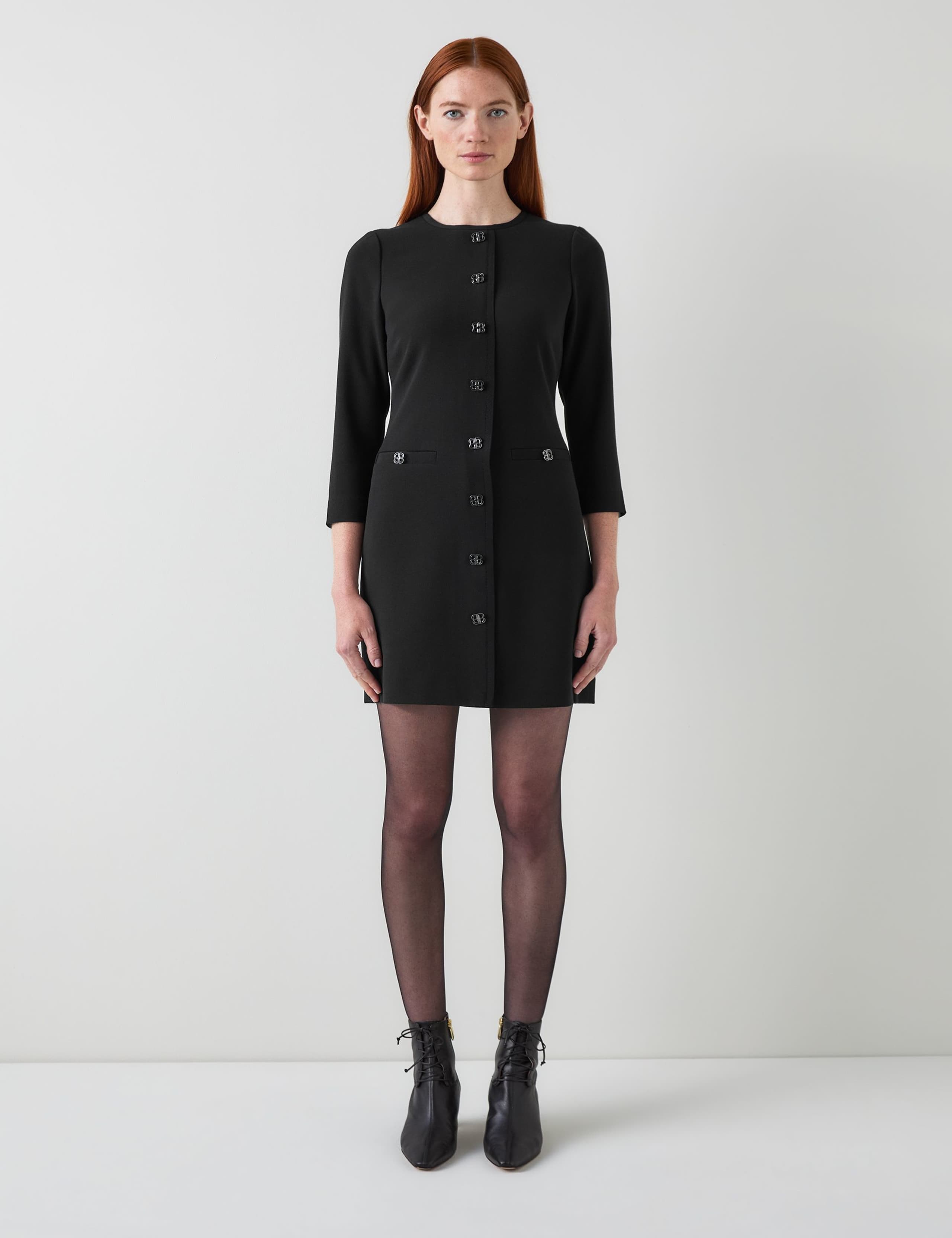 Button Detail Mini Fitted Slip Dress 1 of 4