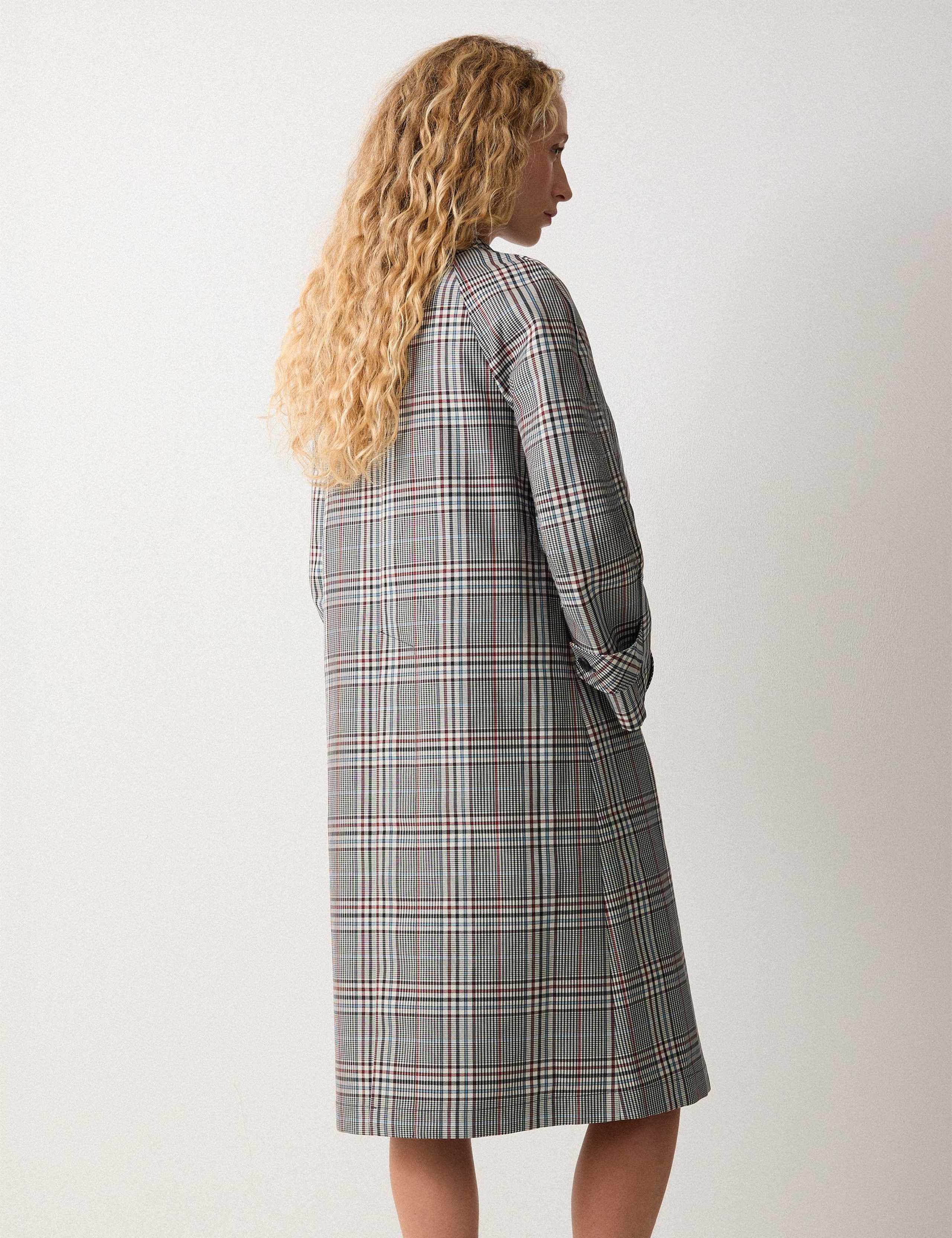 Lyocell Blend Bonded Checked Trench Coat 5 of 5