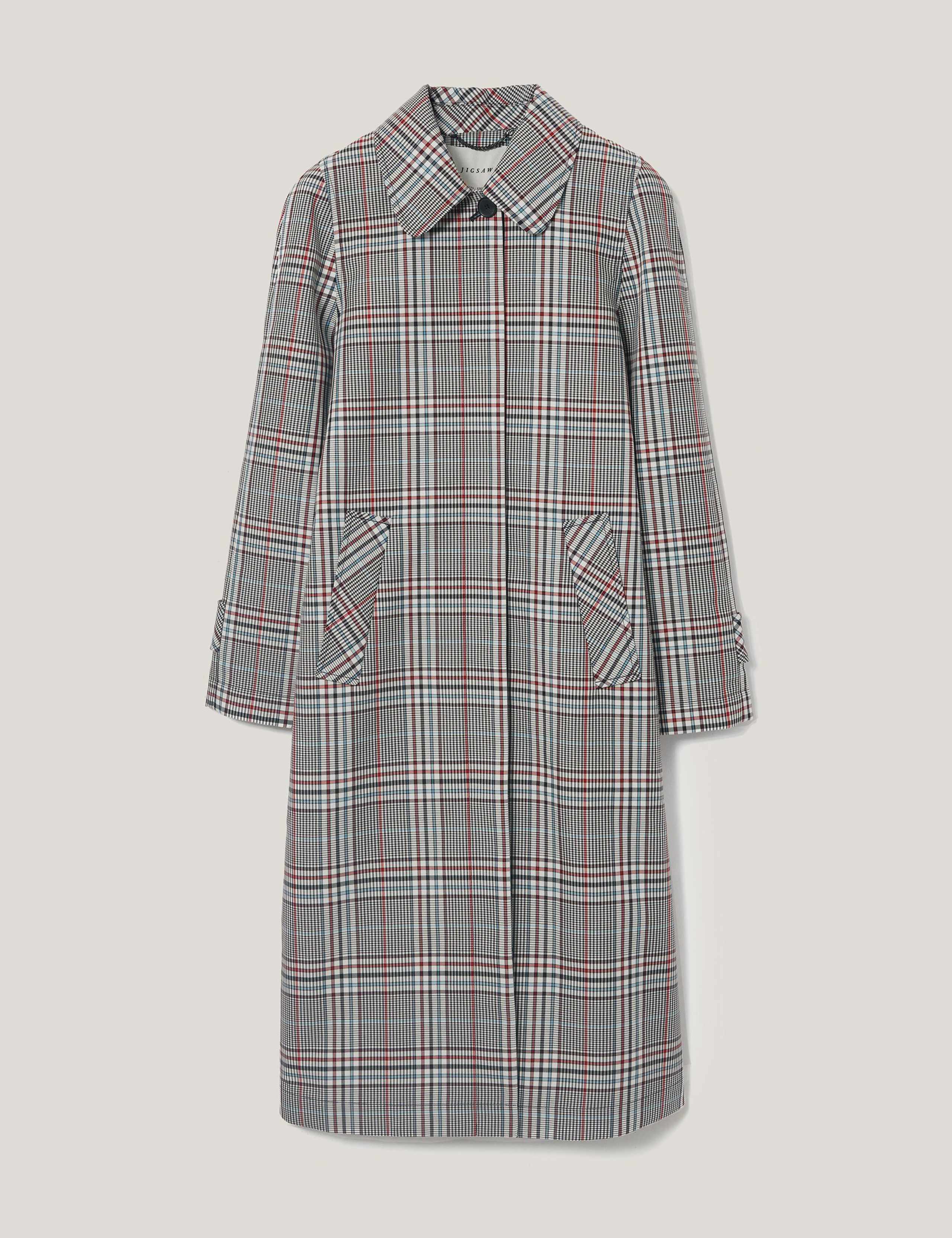 Lyocell Blend Bonded Checked Trench Coat 2 of 5