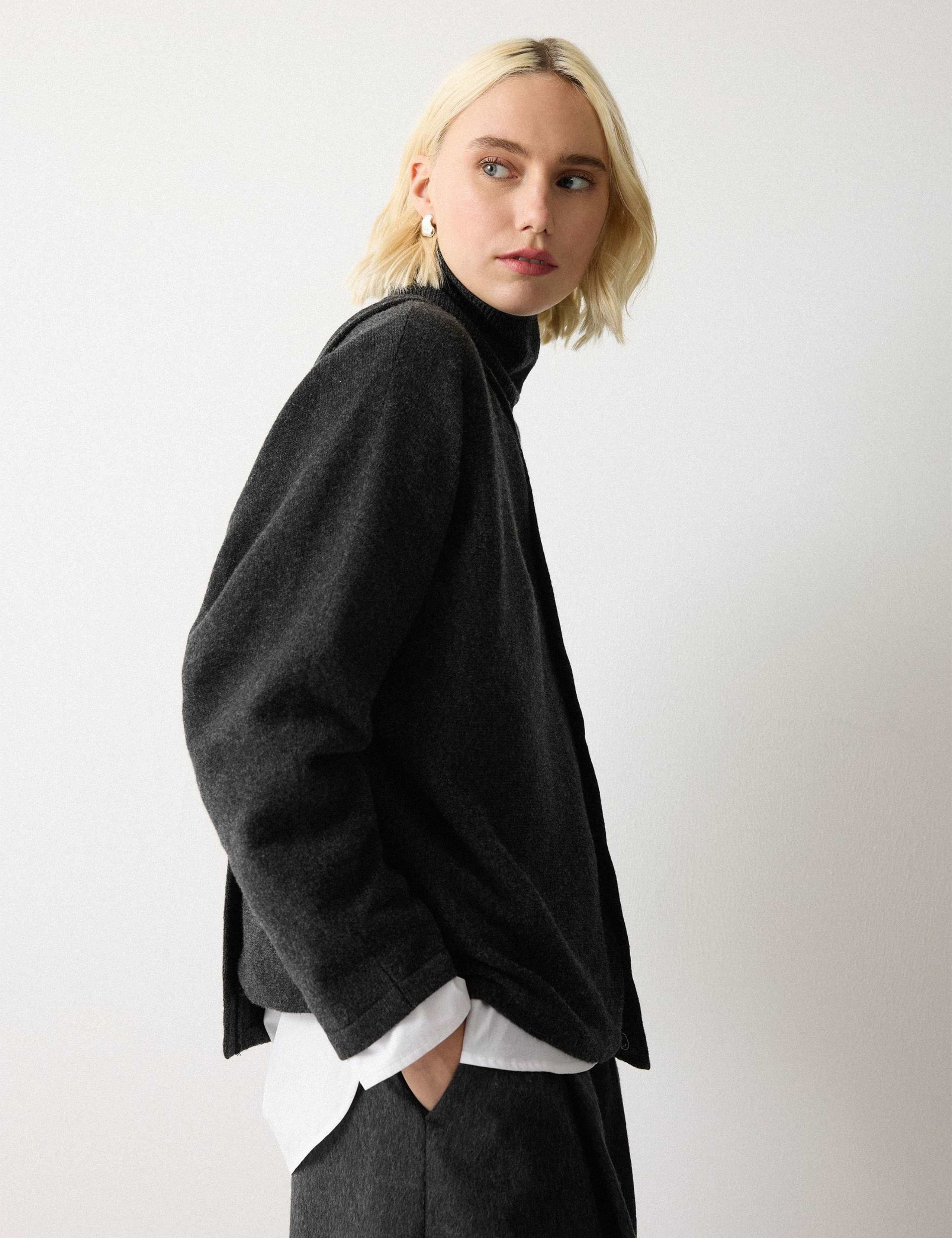 Pure Wool Roll Neck Overlap Detail Jumper 4 of 7