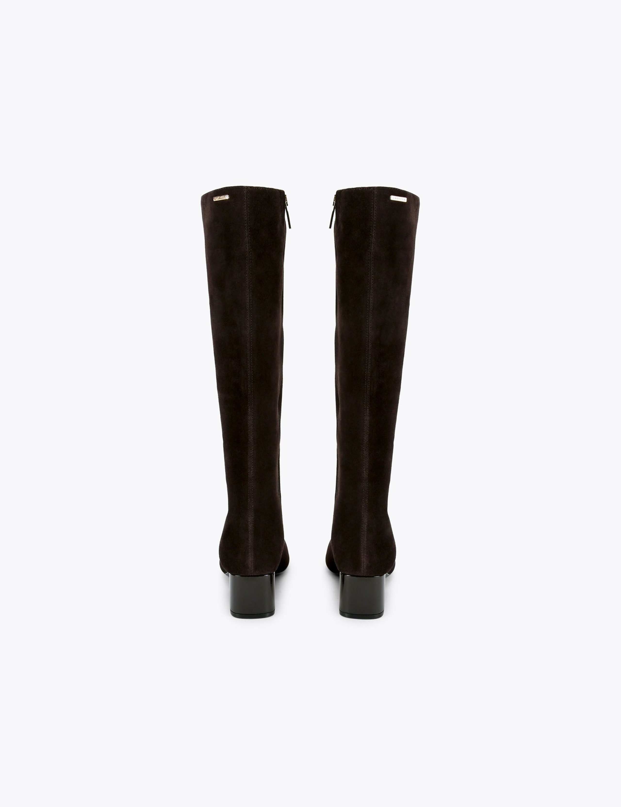Suede Block Heel Square Toe Knee High Boots 3 of 4