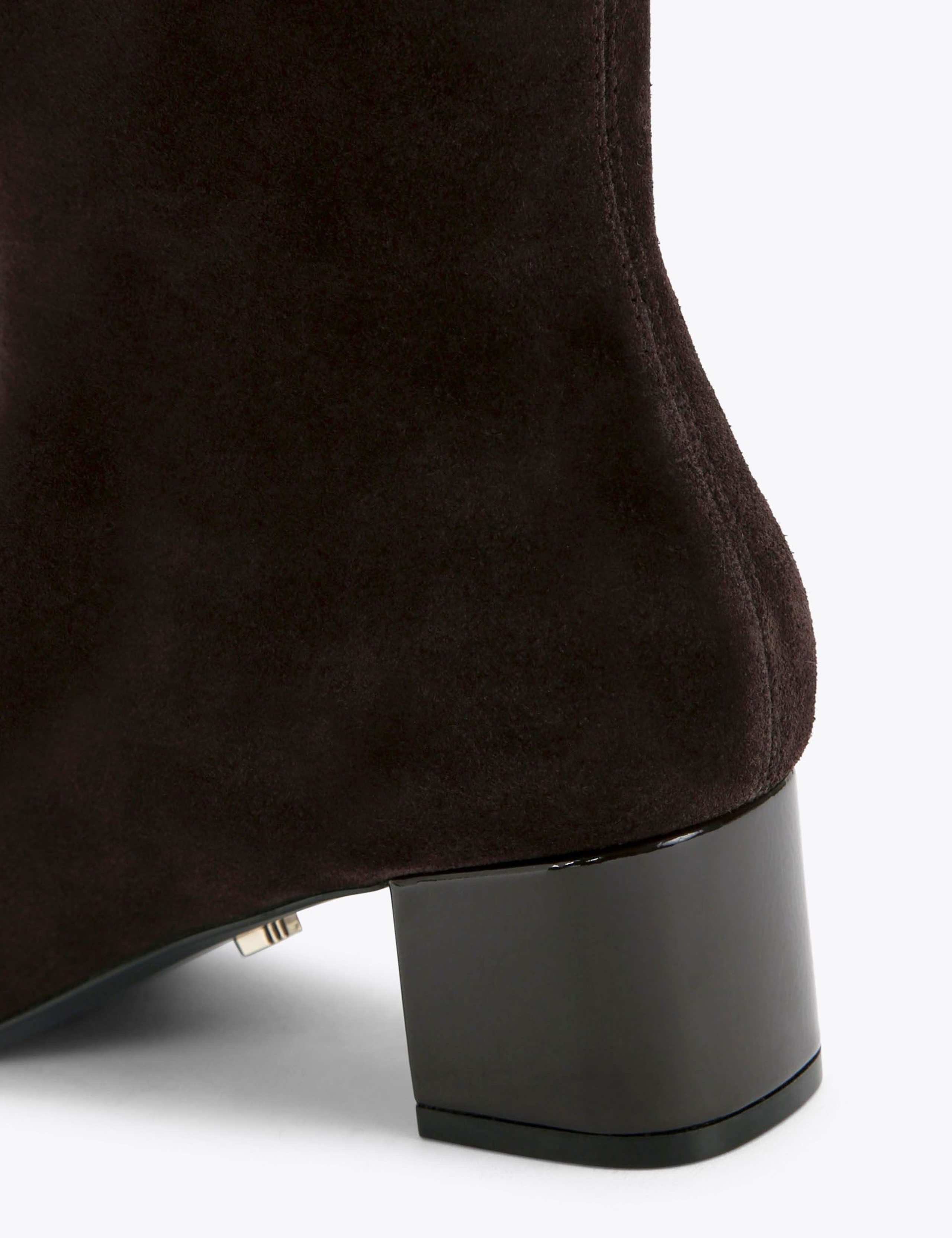 Suede Block Heel Square Toe Knee High Boots 4 of 4