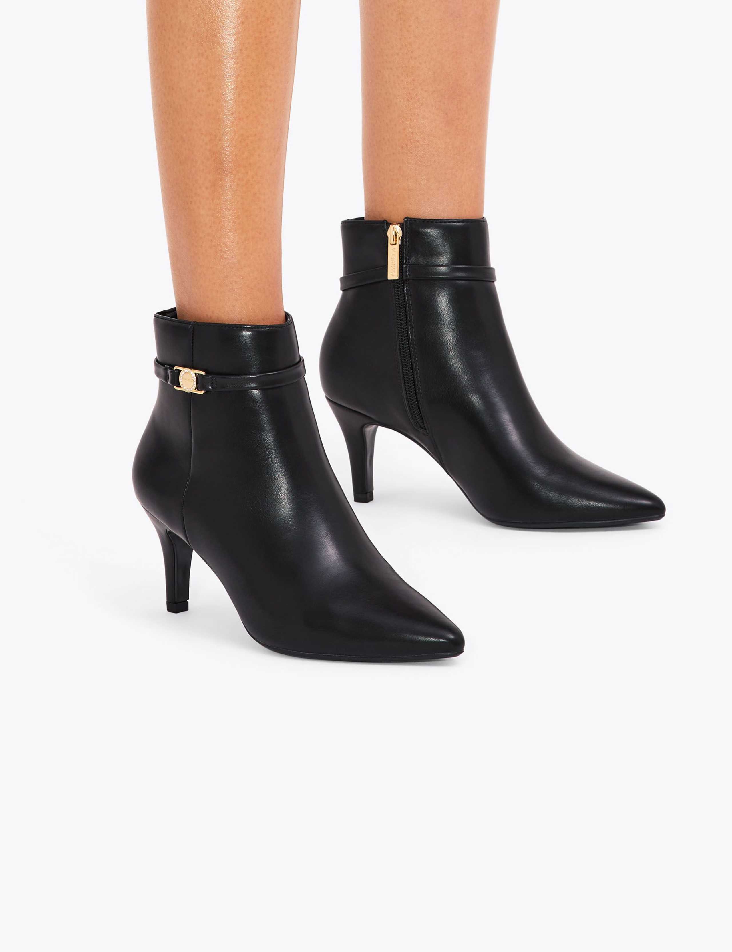 Leather Stiletto Heel Pointed Ankle Boots 2 of 5