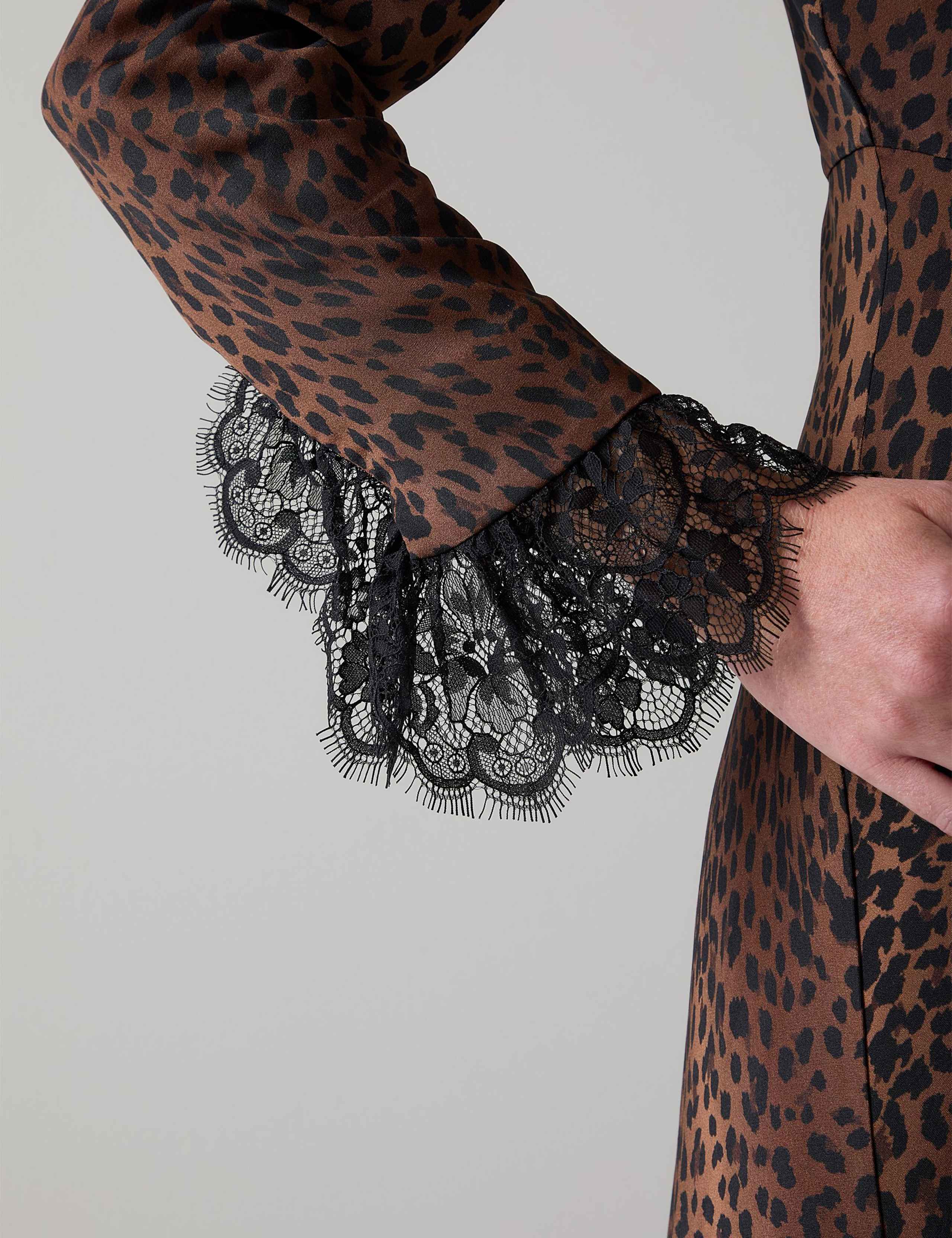 Crepe Leopard Print Midi Skater Dress 5 of 5