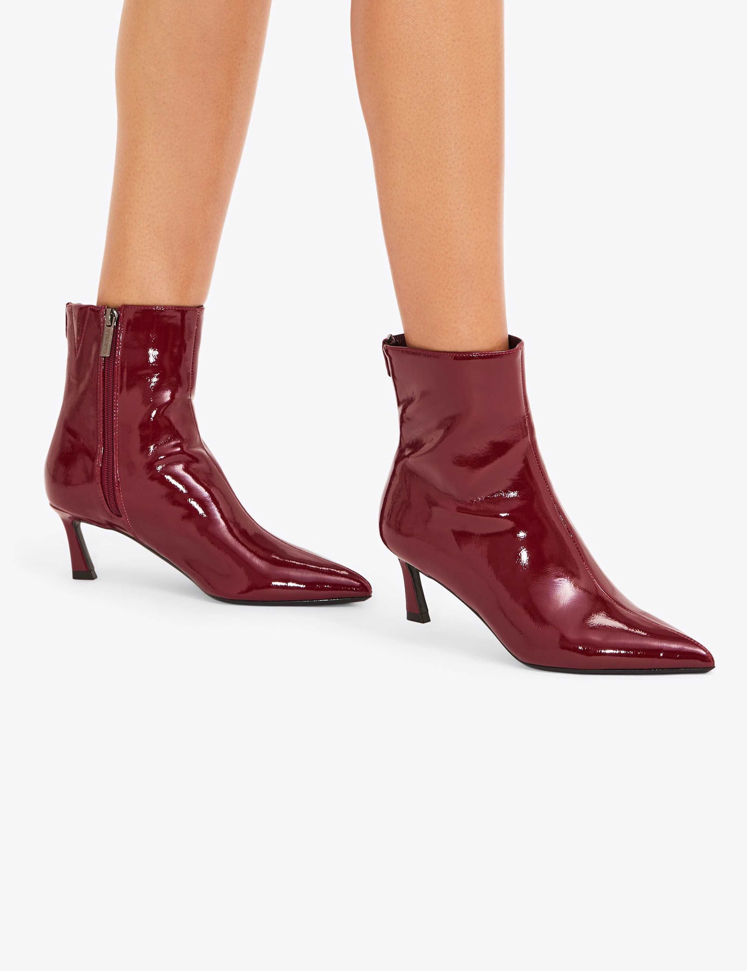 Patent Leather Kitten Heel Ankle Boots 2 of 5