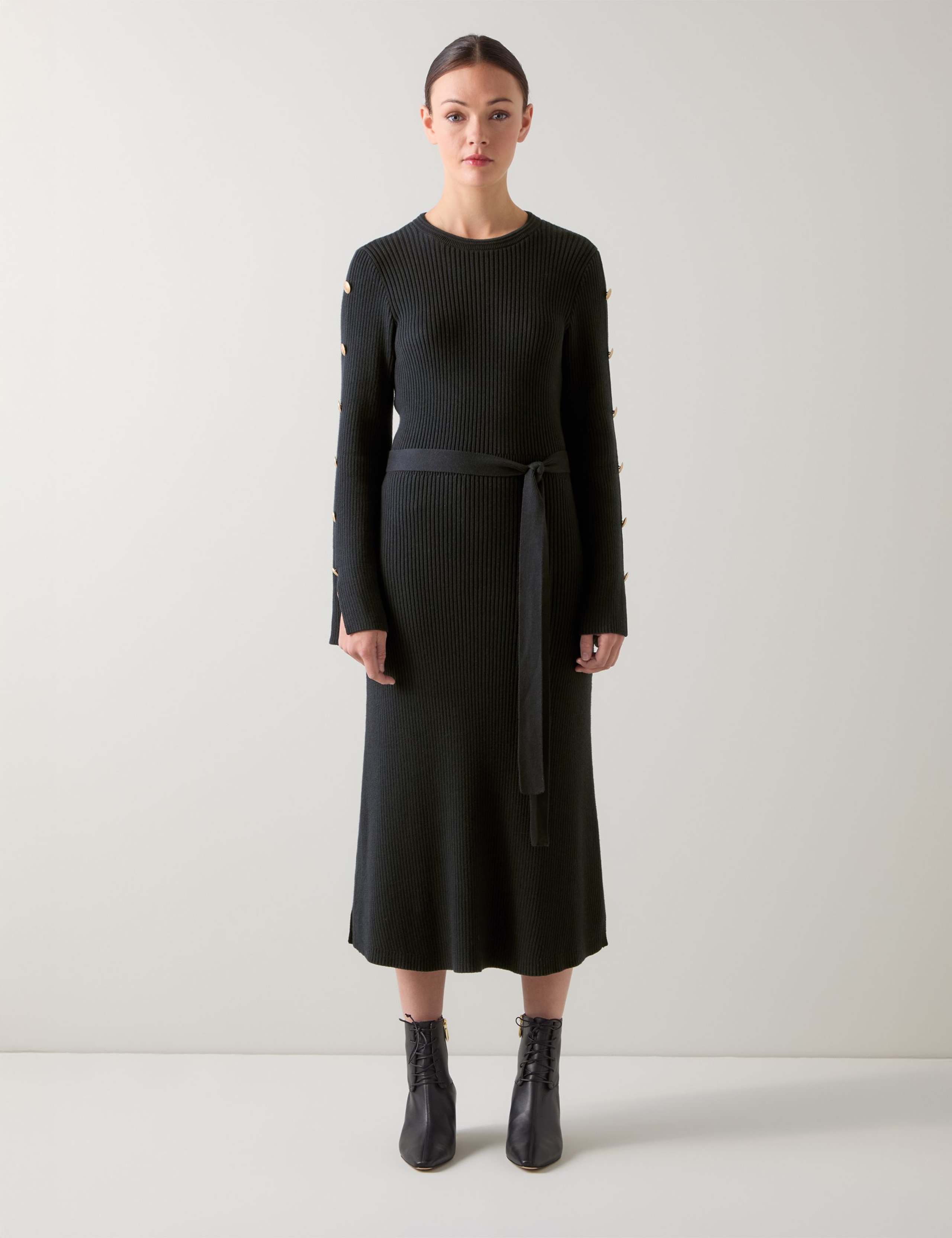 Pure Cotton Button Detail Midi Jumper Dress 1 of 4