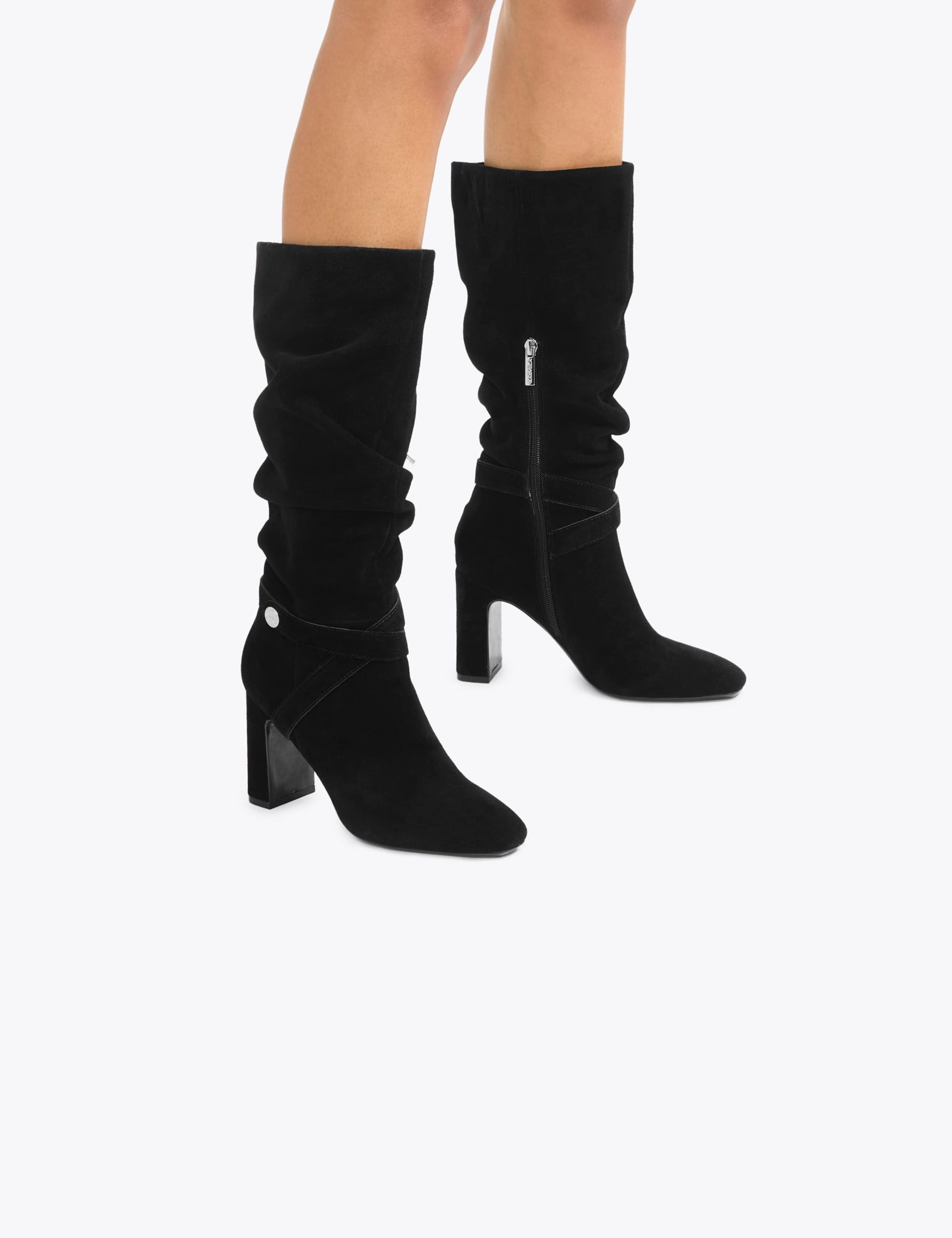 Suede Block Heel Slouch Knee High Boots 2 of 5
