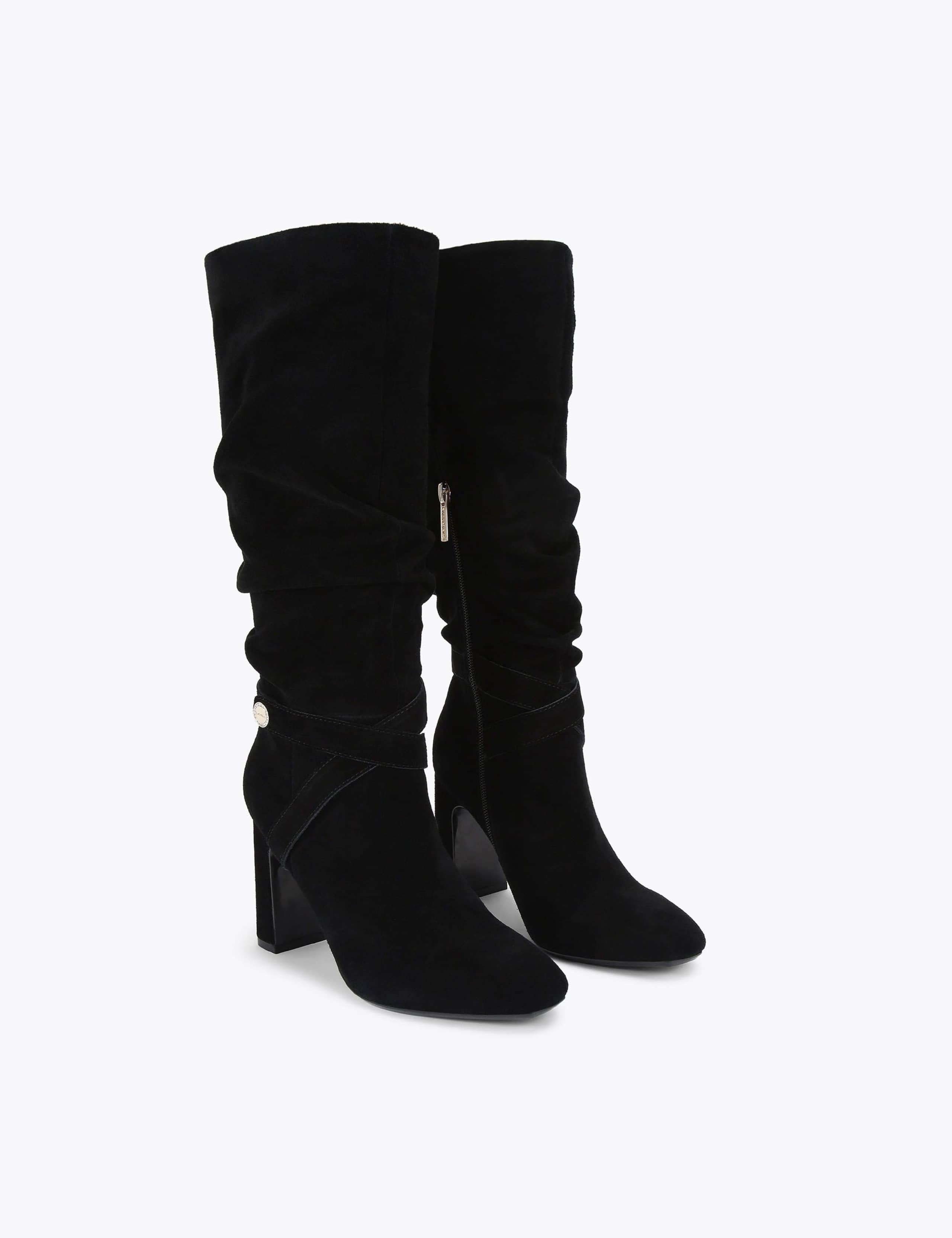 Suede Block Heel Slouch Knee High Boots 3 of 5