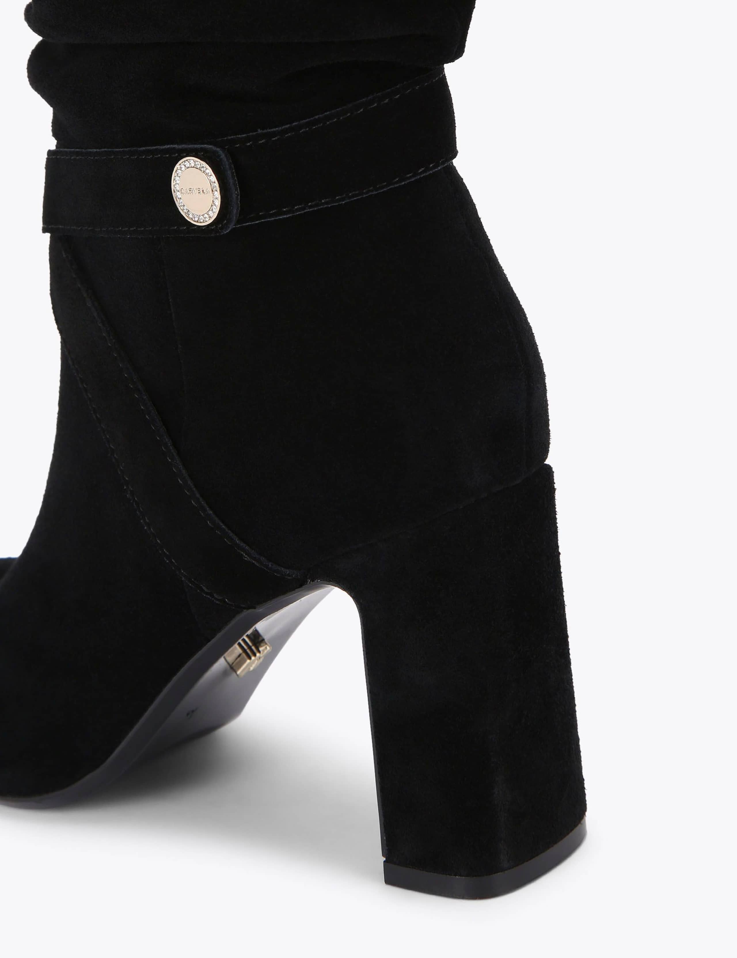 Suede Block Heel Slouch Knee High Boots 4 of 5